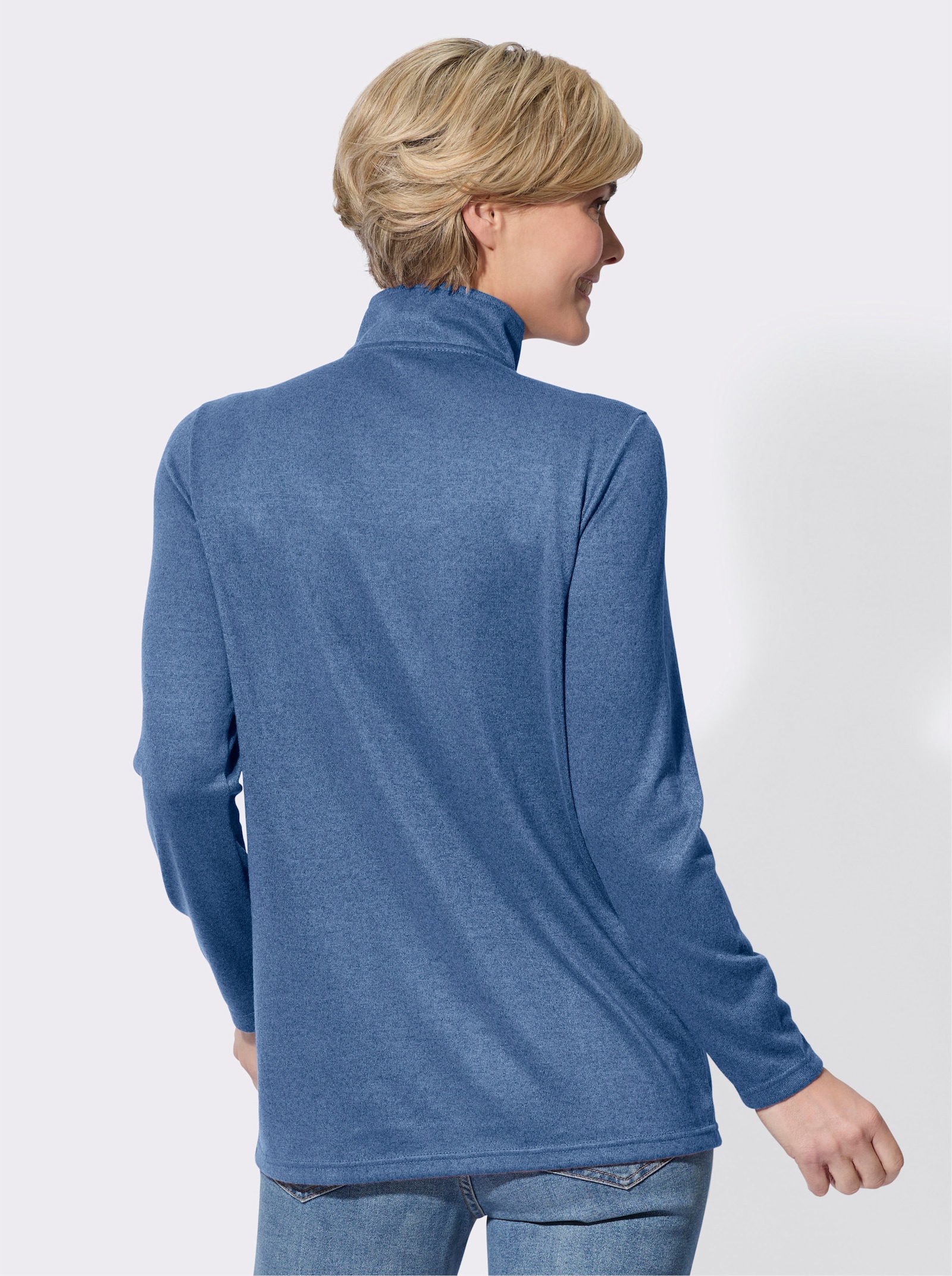 Lang shirt - middenblauw gemêleerd