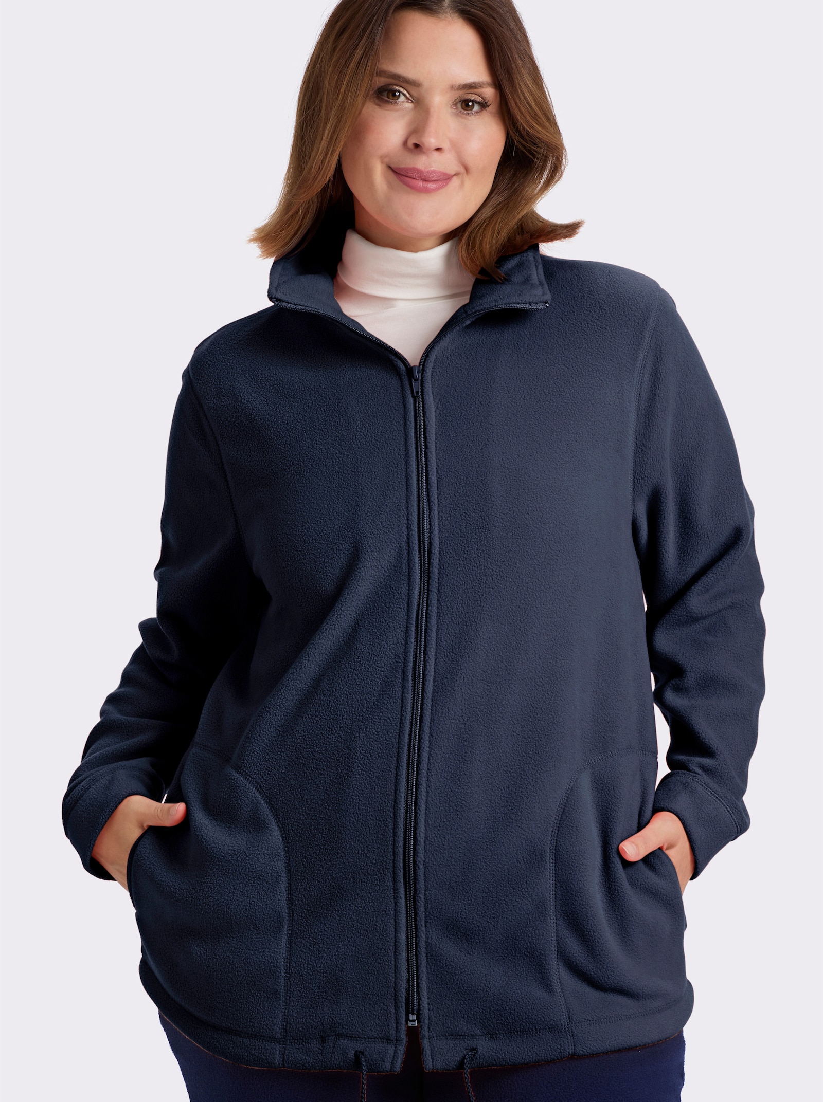Fleecejacke Kordeldurchzug am Saum - marine