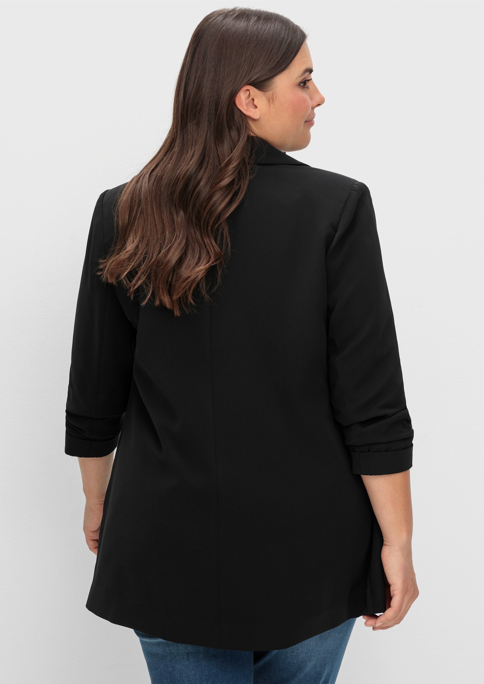 sheego Longblazer mit Schalkragen - schwarz