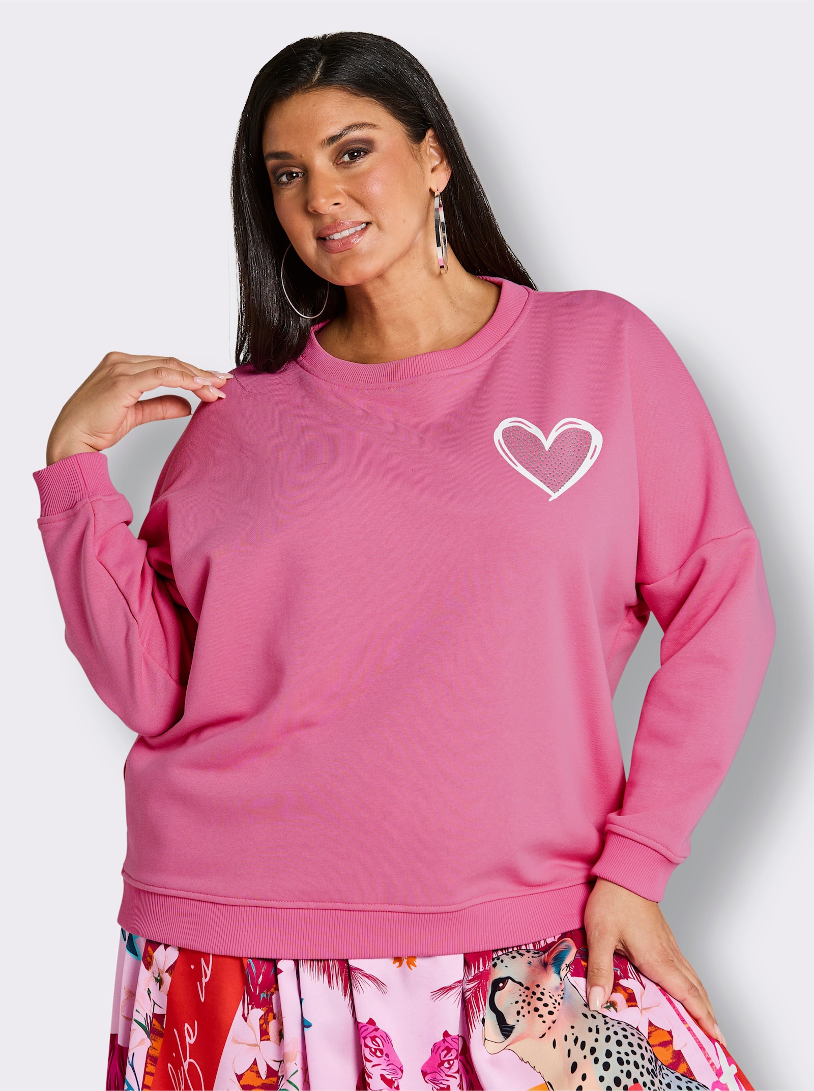 sheego loves miss goodlife Sweatshirt mit Herz- und Statement-Print - altrosa-ecru-bedruckt