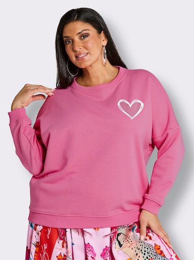sheego loves miss goodlife Sweatshirt mit Herz- und Statement-Print - altrosa-ecru-bedruckt