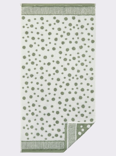 Ross Handtuch - weiß-oliv-gemustert