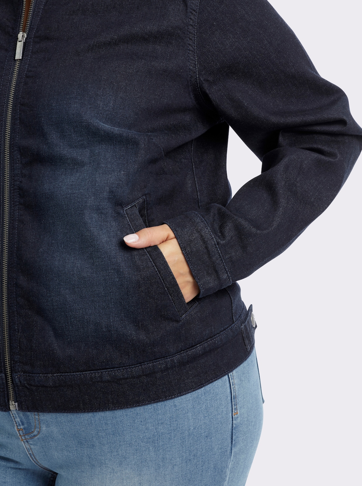 sheego Jeansjacke in Blousonform - dark blue