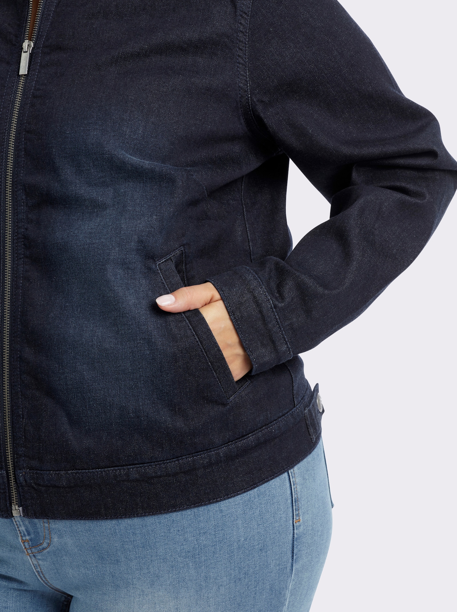 sheego Jeansjacke in Blousonform - dark blue