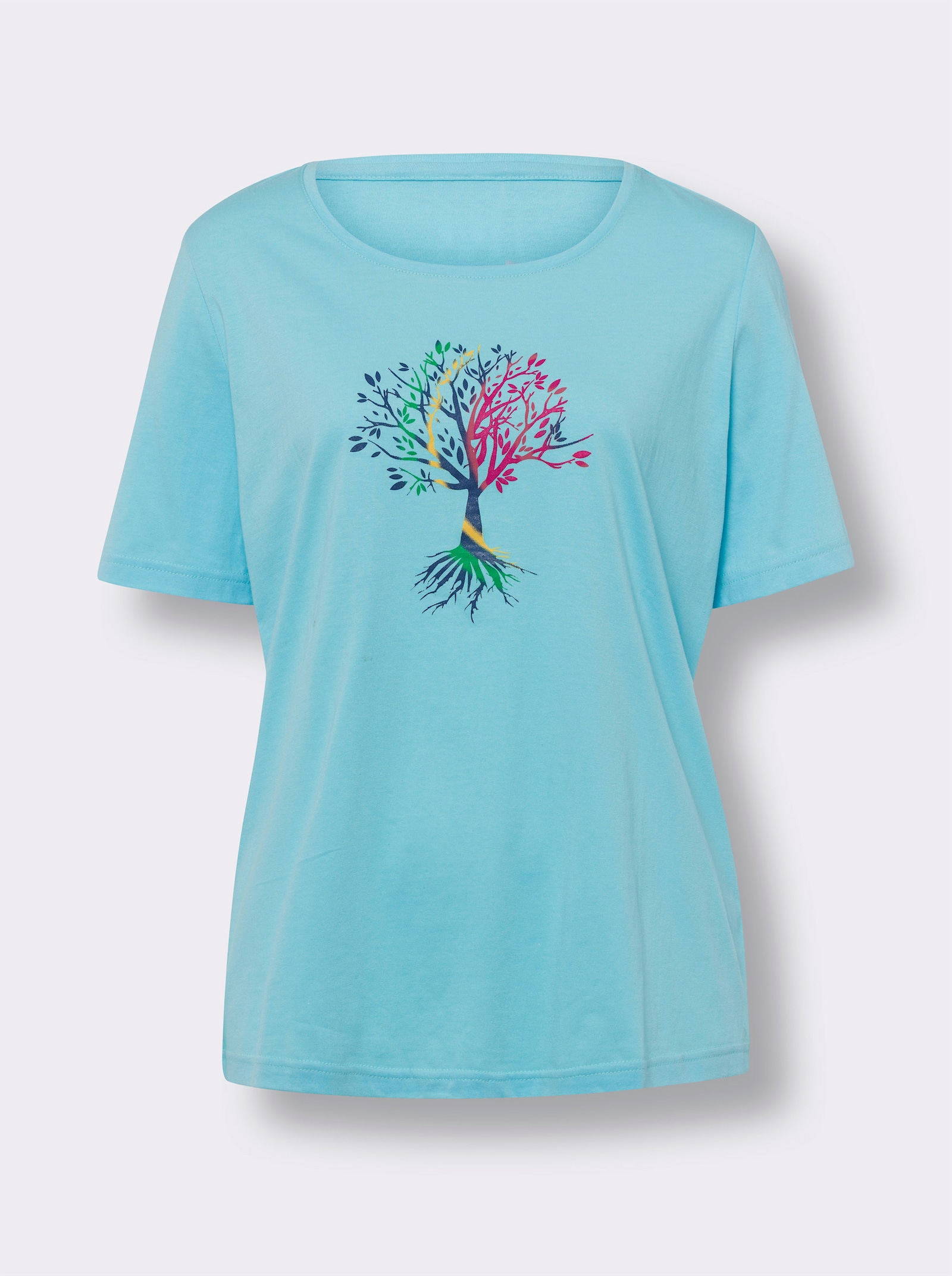 Shirt met korte mouwen en op dessin geplaatste print - aquamarine/jeansblauw