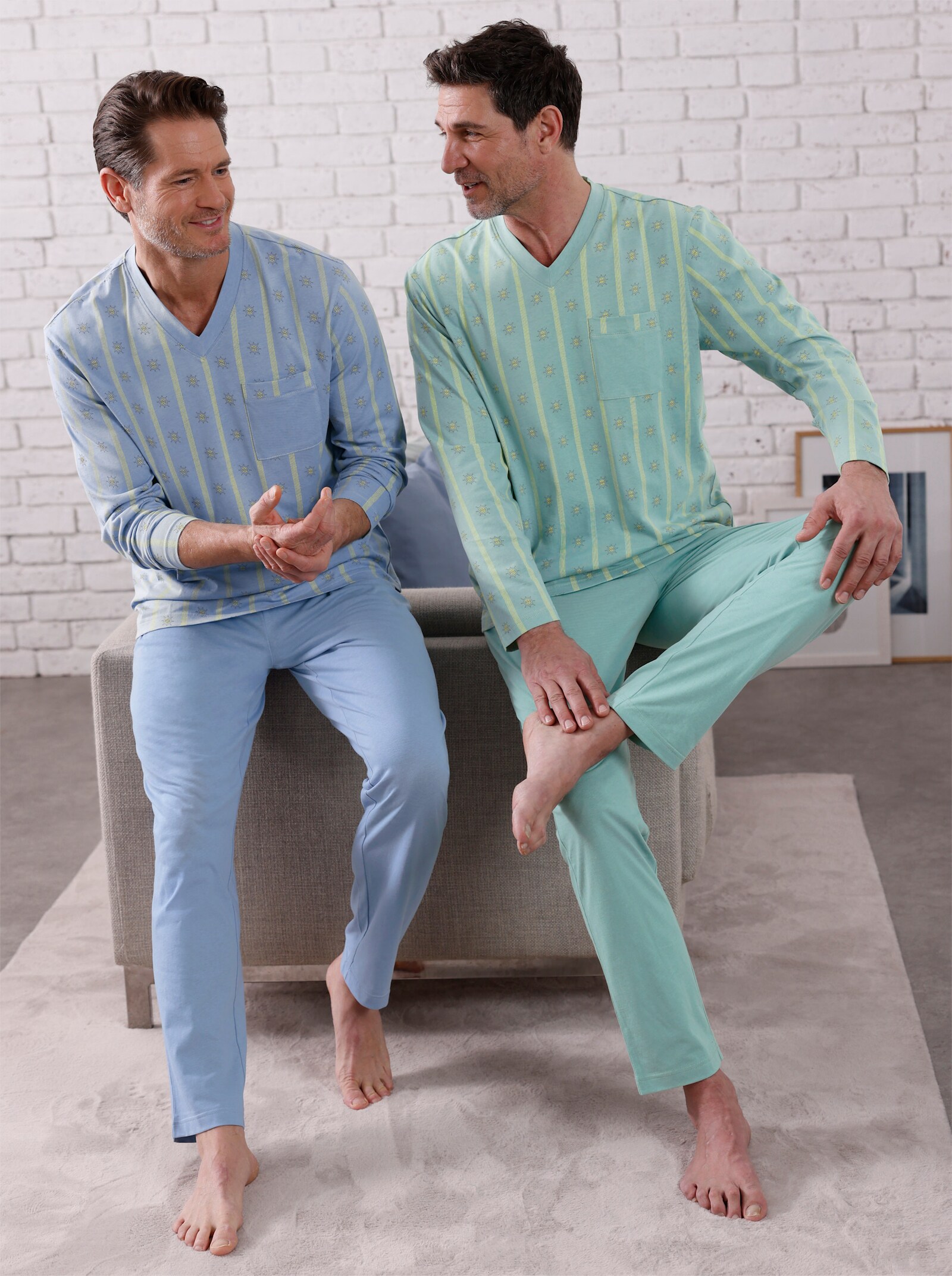 wäschepur men Schlafanzüge - bleu + salbei