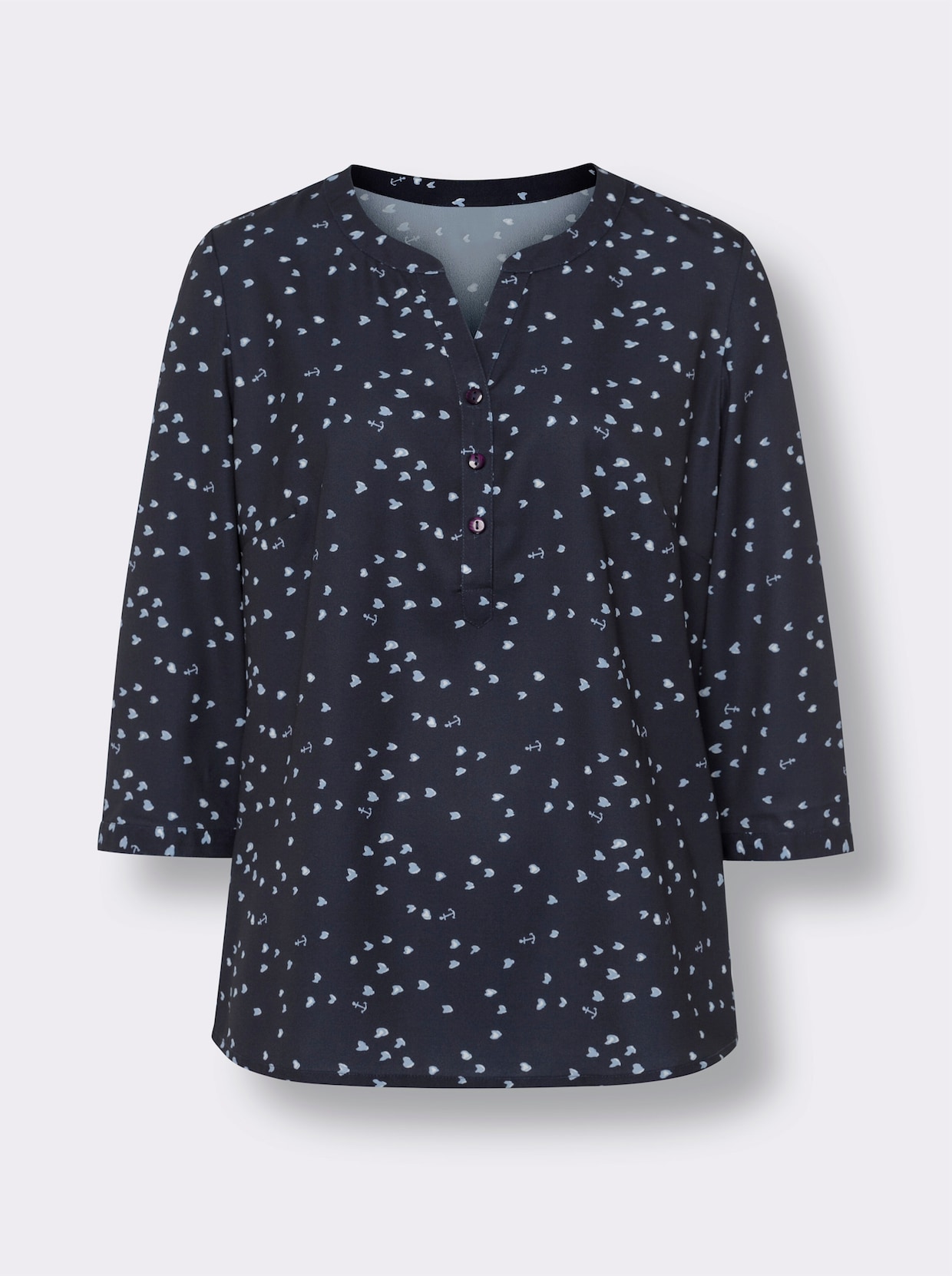 Comfortabele blouse - marine/ecru geprint