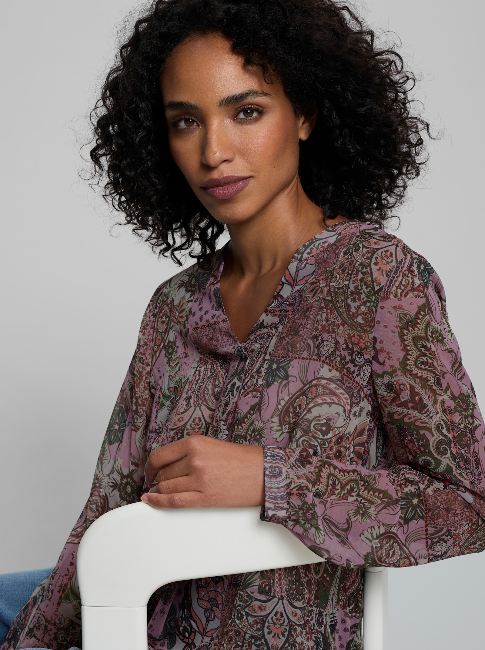 heine Druckbluse mit Paisley-Muster - hortensie-schoko-bedruckt