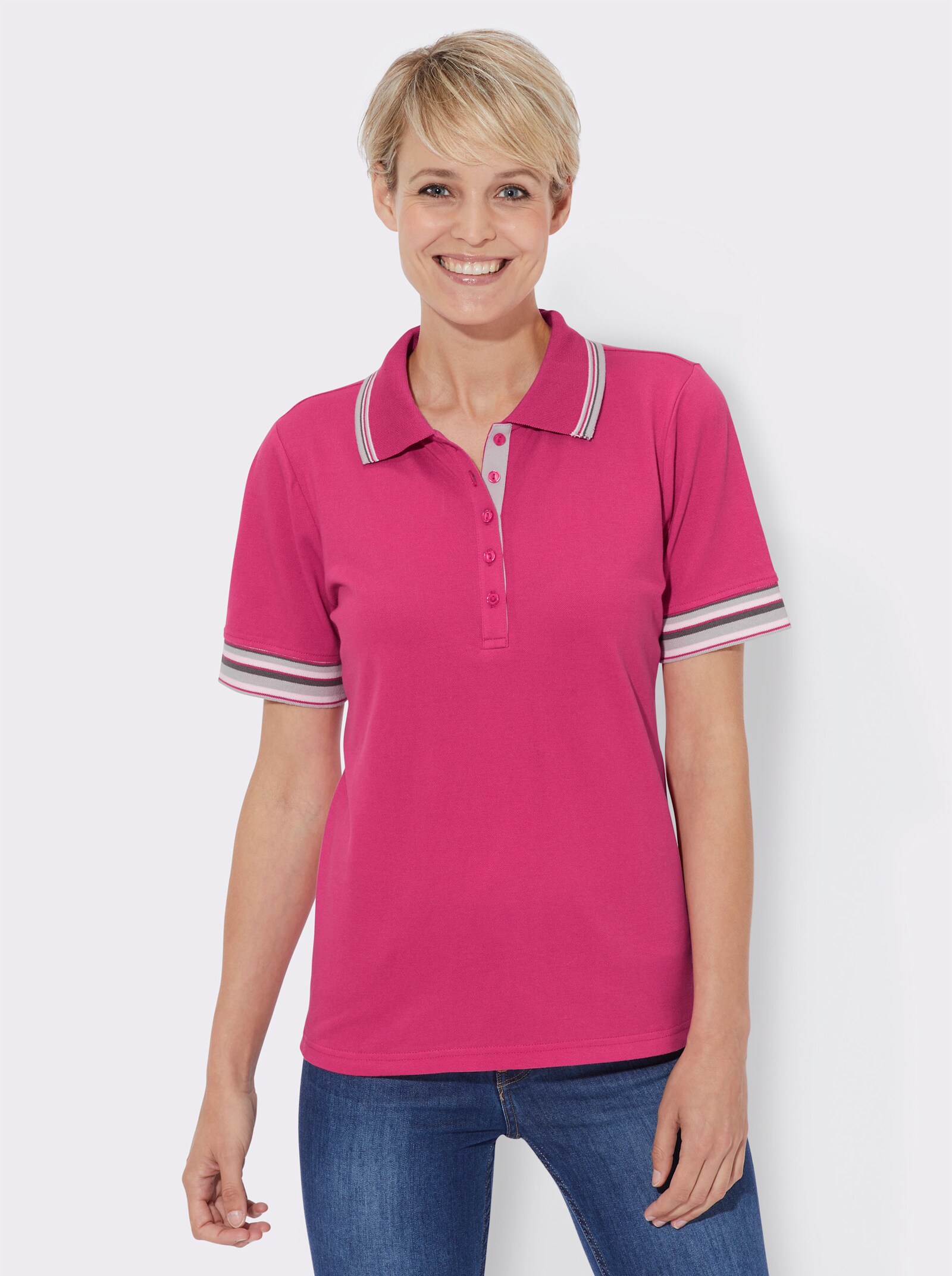 Poloshirt in Pikee-Qualität - fuchsia