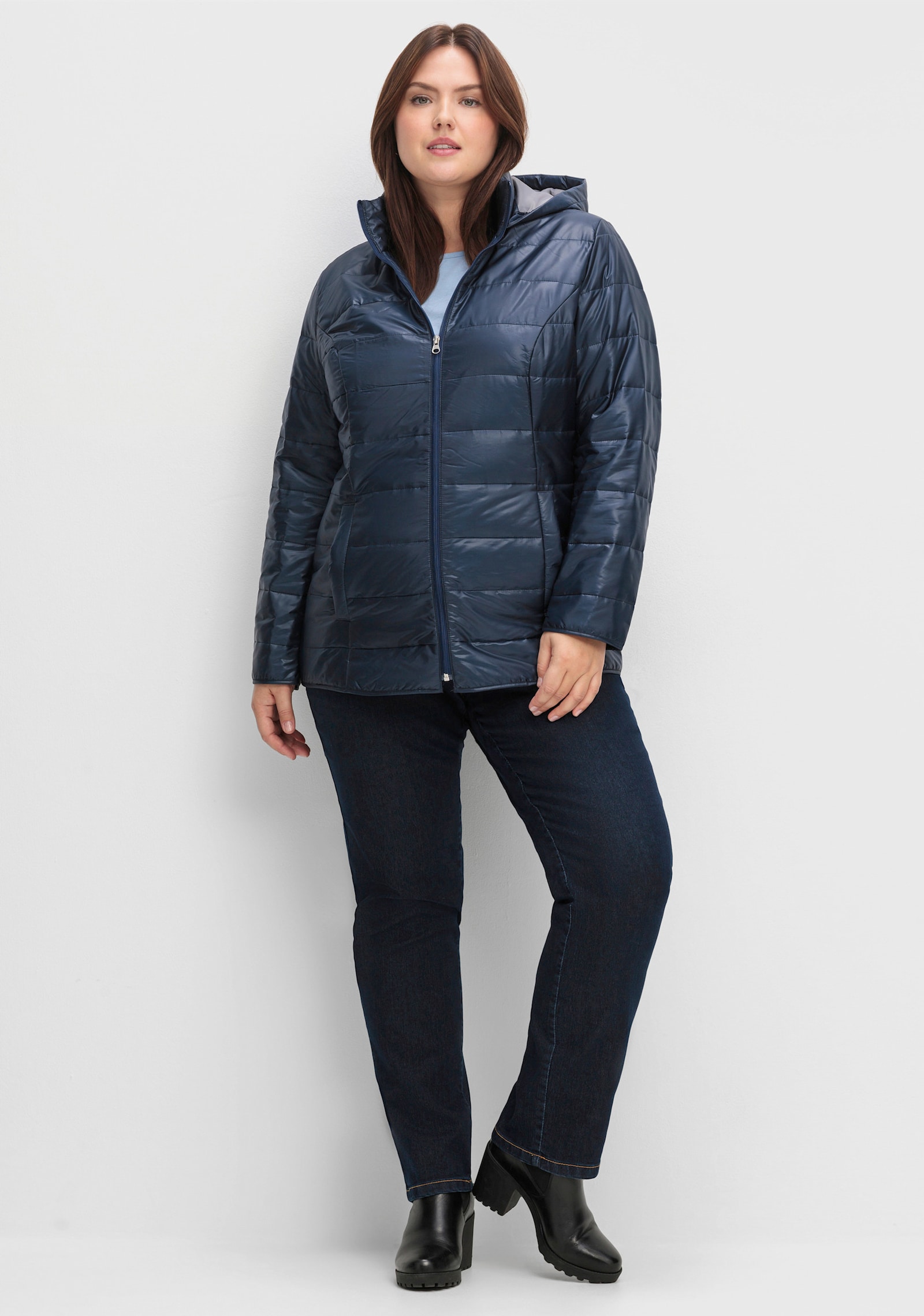 Steppjacke mit Kapuze, wärmend - marine