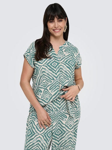 ONLY CARMAKOMA Kurzarmbluse - abyss aop:tribe