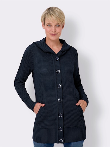 Kapuzenstrickjacke - marine