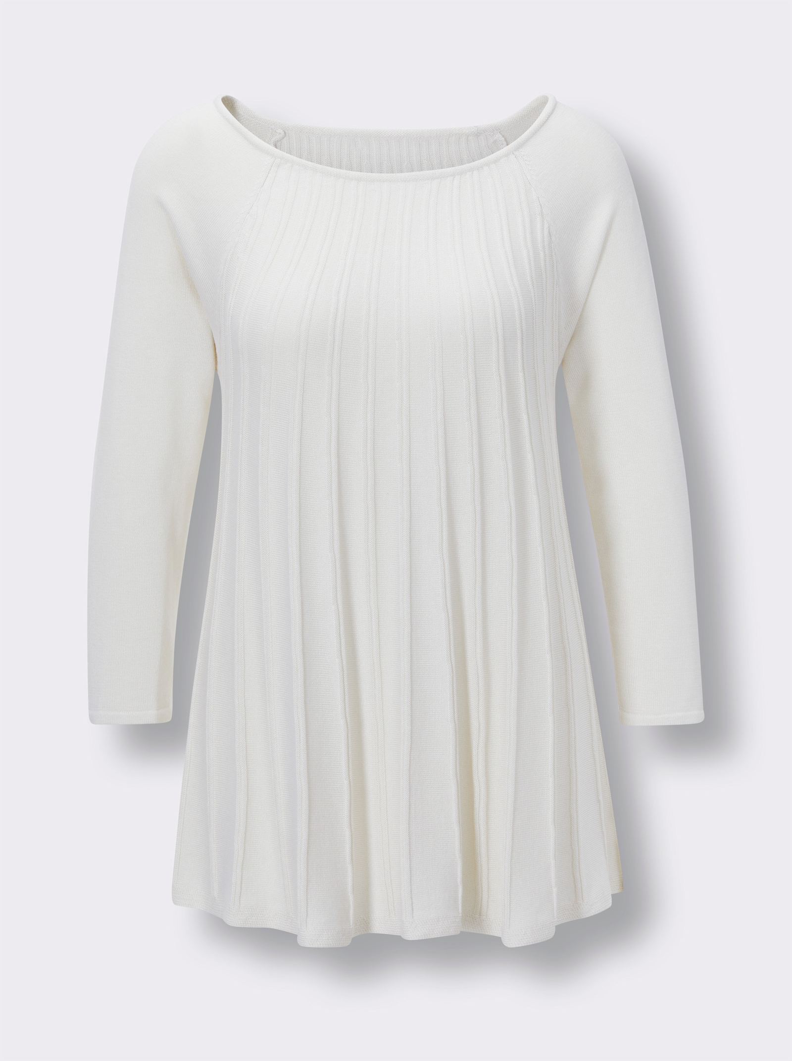 CREATION L PREMIUM Pullover met 3/4-mouwen in plissélook - champagne