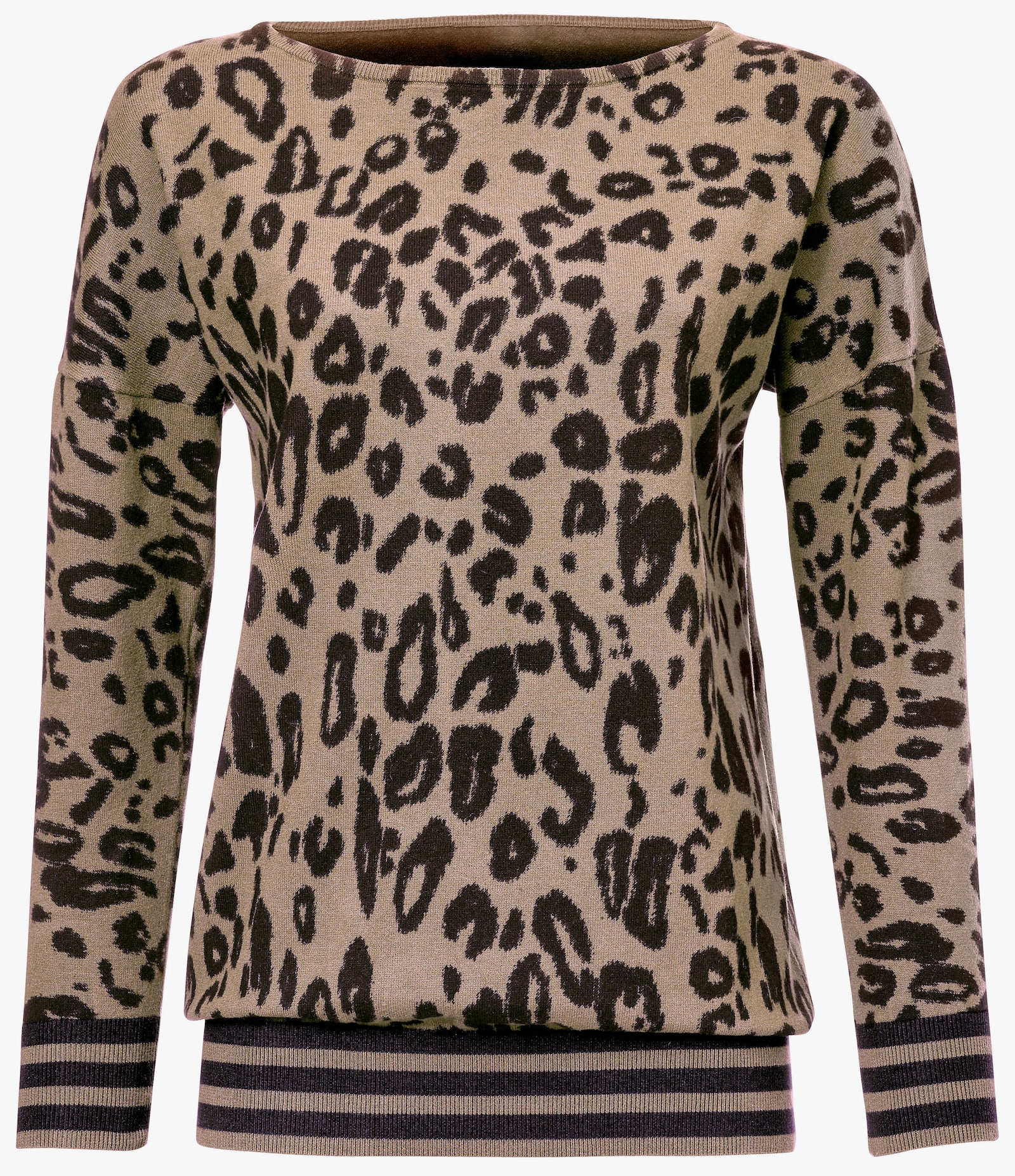 heine Rundhalspullover mit Leo-Print - camel