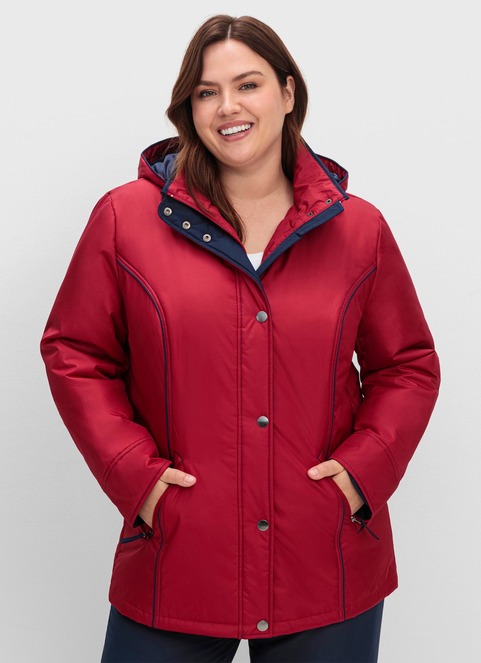 Funktionsjacke mit weitenregulierbarem Saum - rot