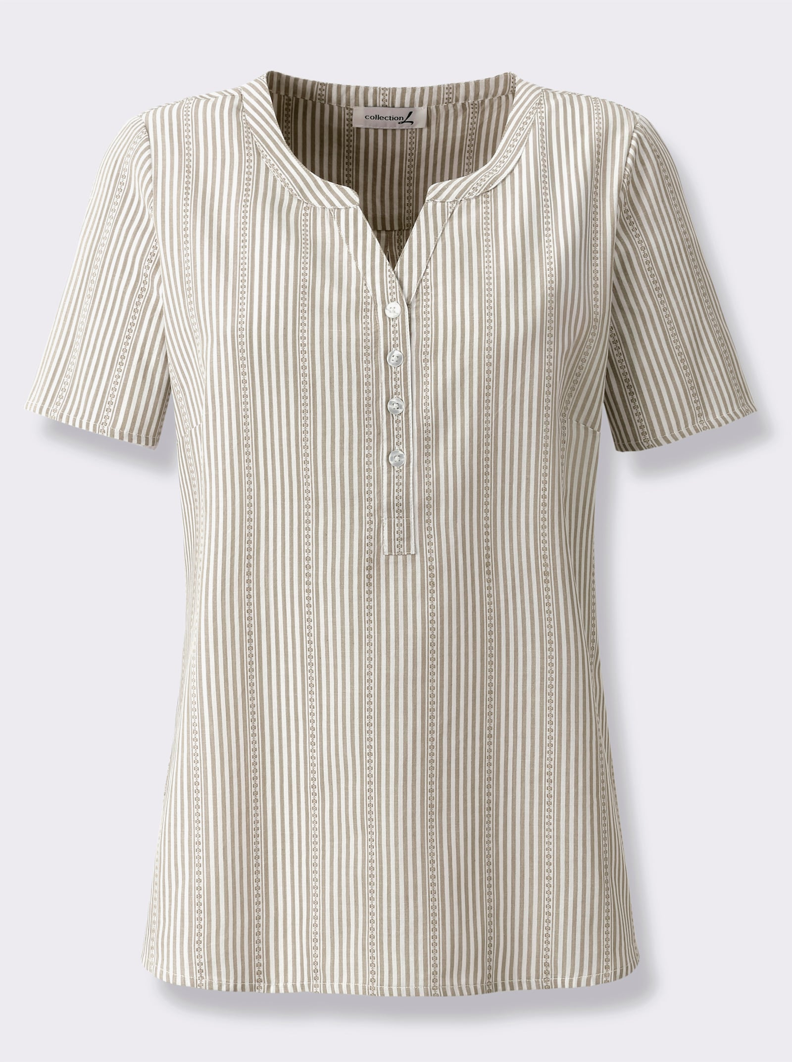 Gestreifte Bluse in Schlupfform - schlamm-gestreift