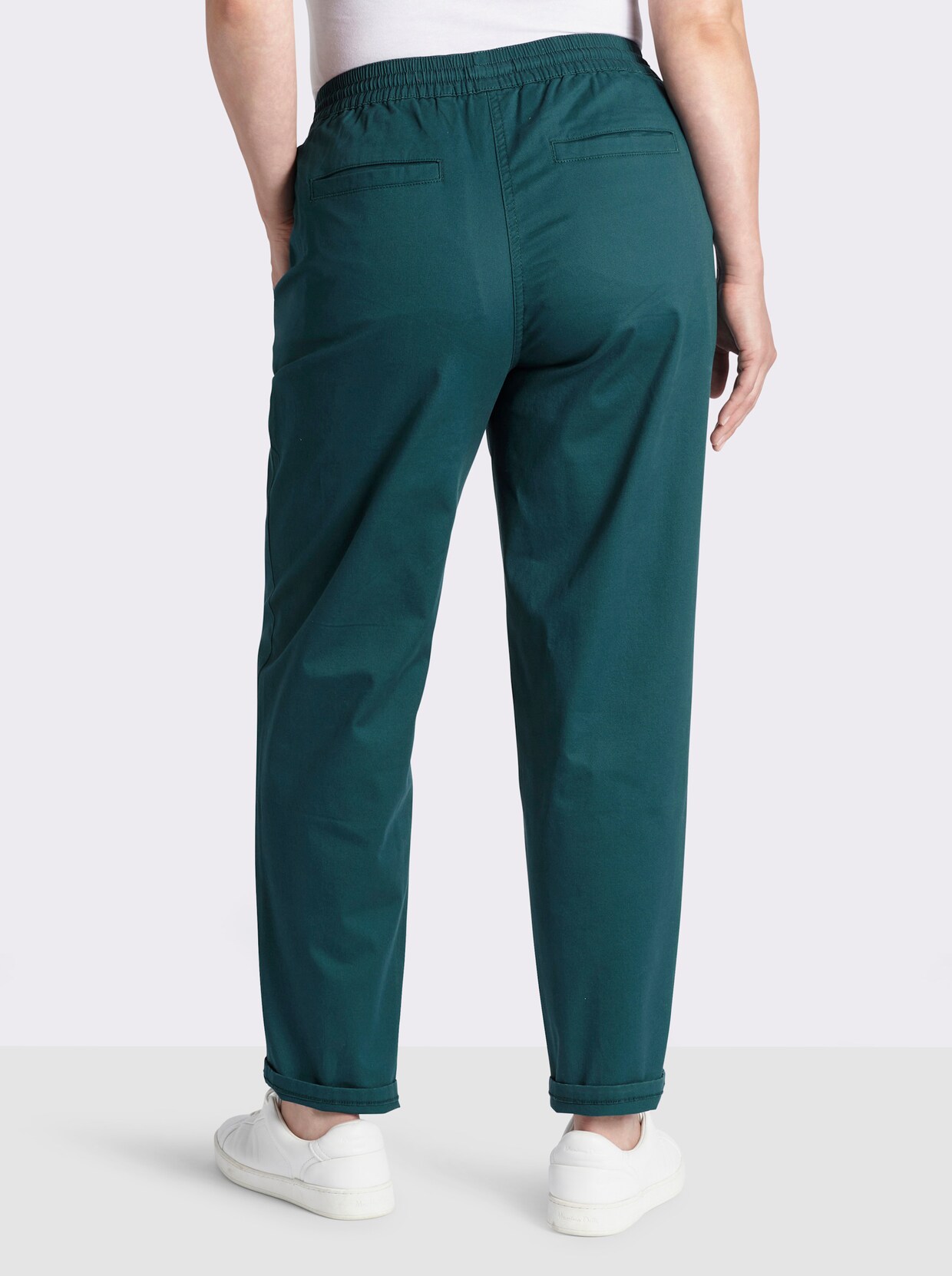 sheego Chinohose mit Gummibund und Bindeband - petrol