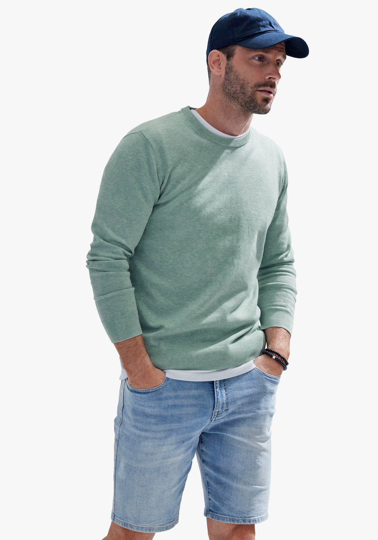 H.I.S Strickpullover - mint-meliert