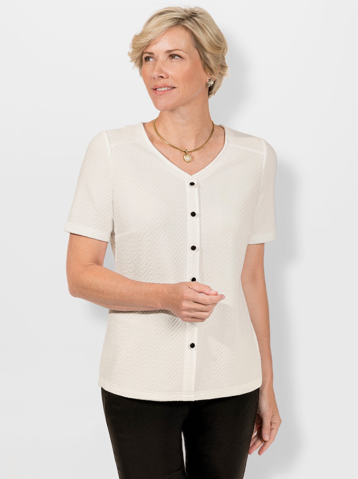 Shirt met V-hals - wit