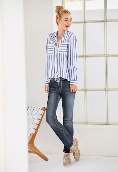 heine Hemdbluse im Streifen-Look - bleu-ecru