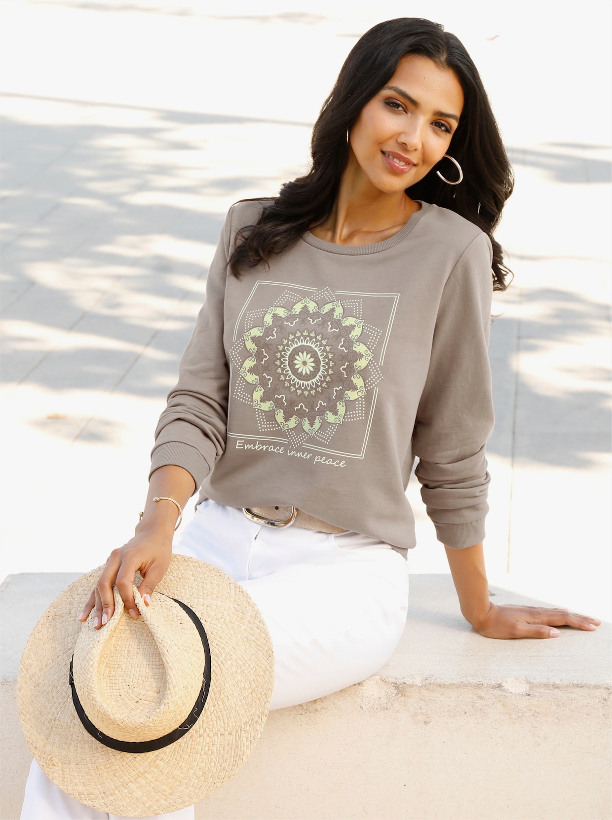 Sweatshirt - taupe-lindgrün