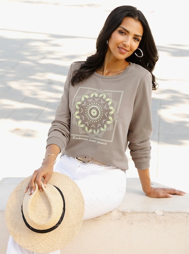 Sweatshirt - taupe-lindgrün