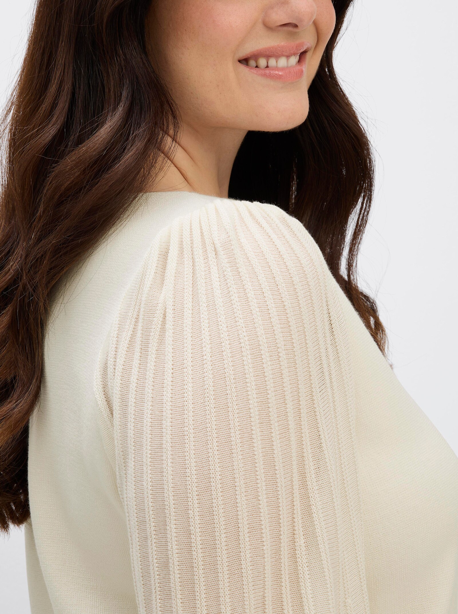 sheego Langarm-Pullover mit Ballonärmeln - champagner