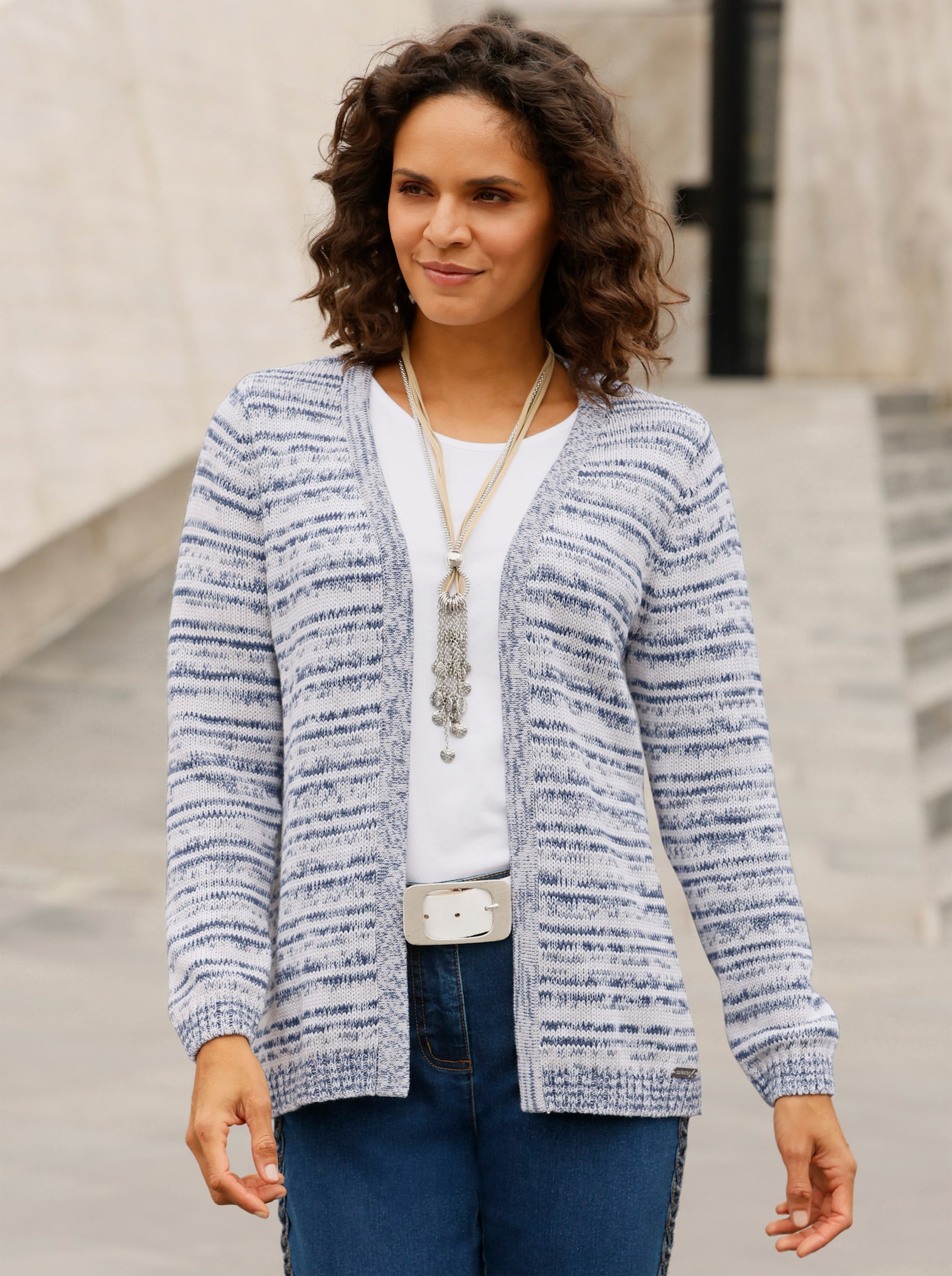 Vest van puur katoen - lichtgrijs/rookblauw gemêleerd