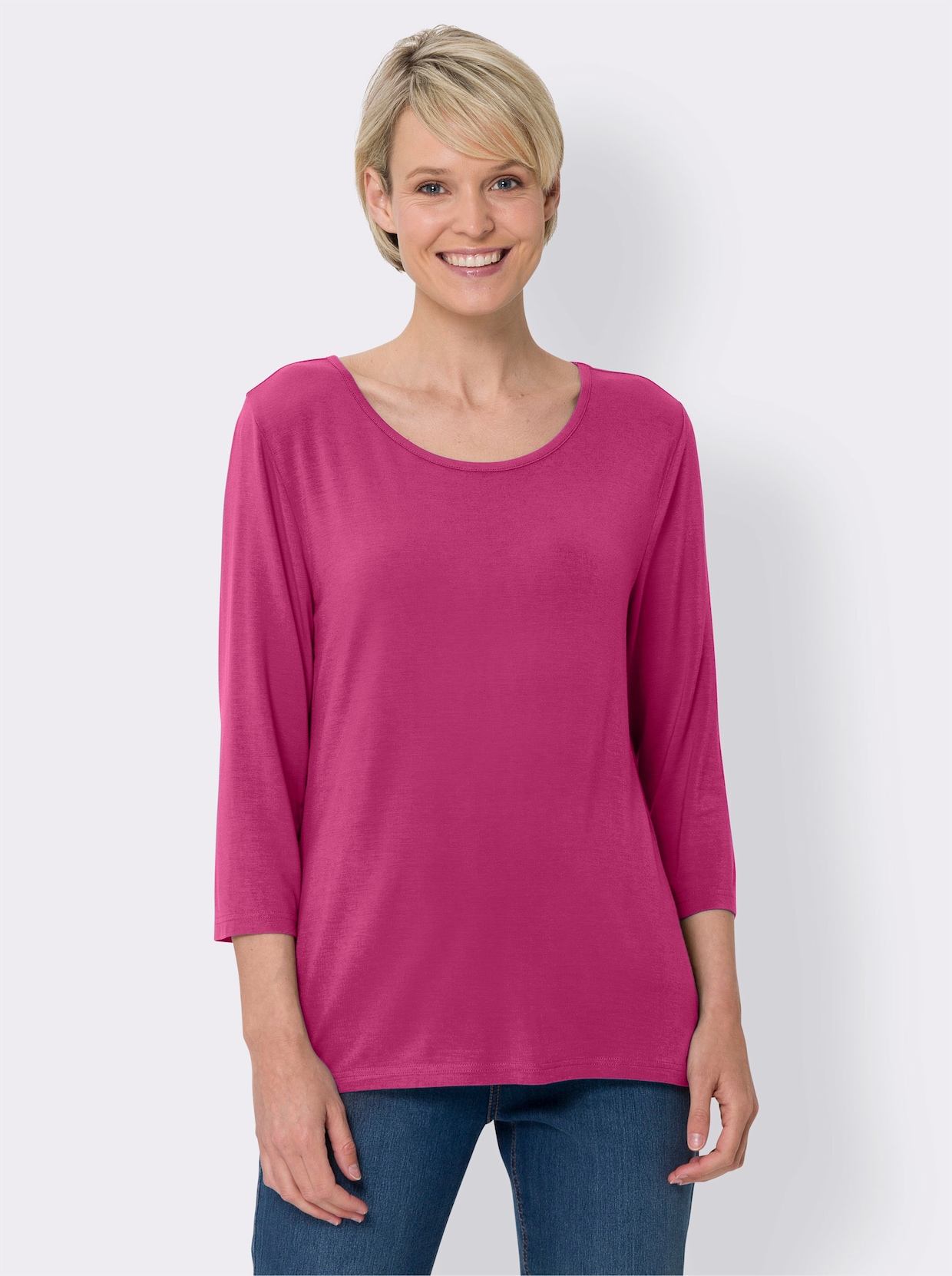 Shirt met 3/4-mouw - fuchsia