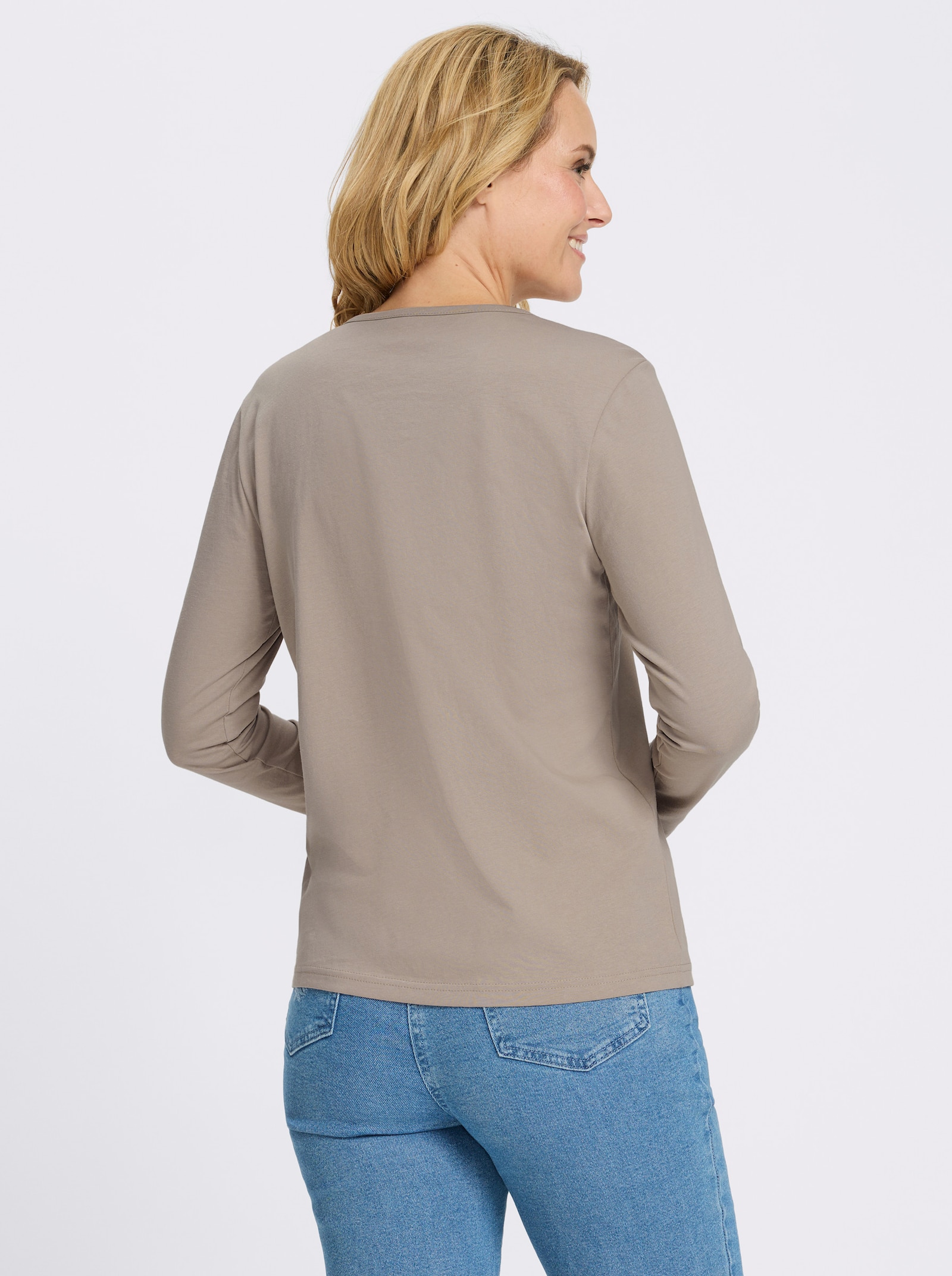 Rundhalsshirt mit Katzen-Motiv - sesam-sand