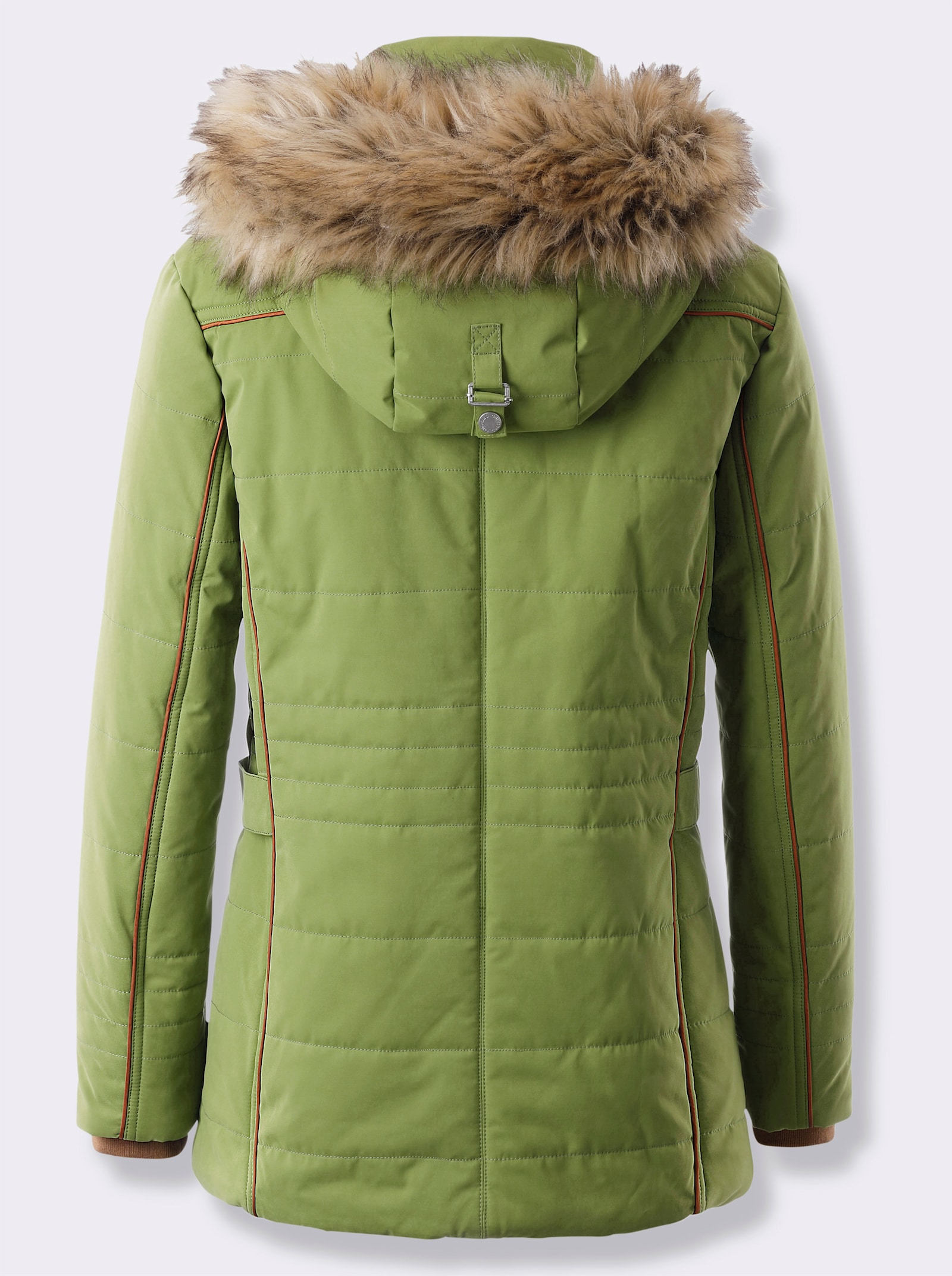 Steppjacke mit Pelz-Imitat, abknöpfbar - grün