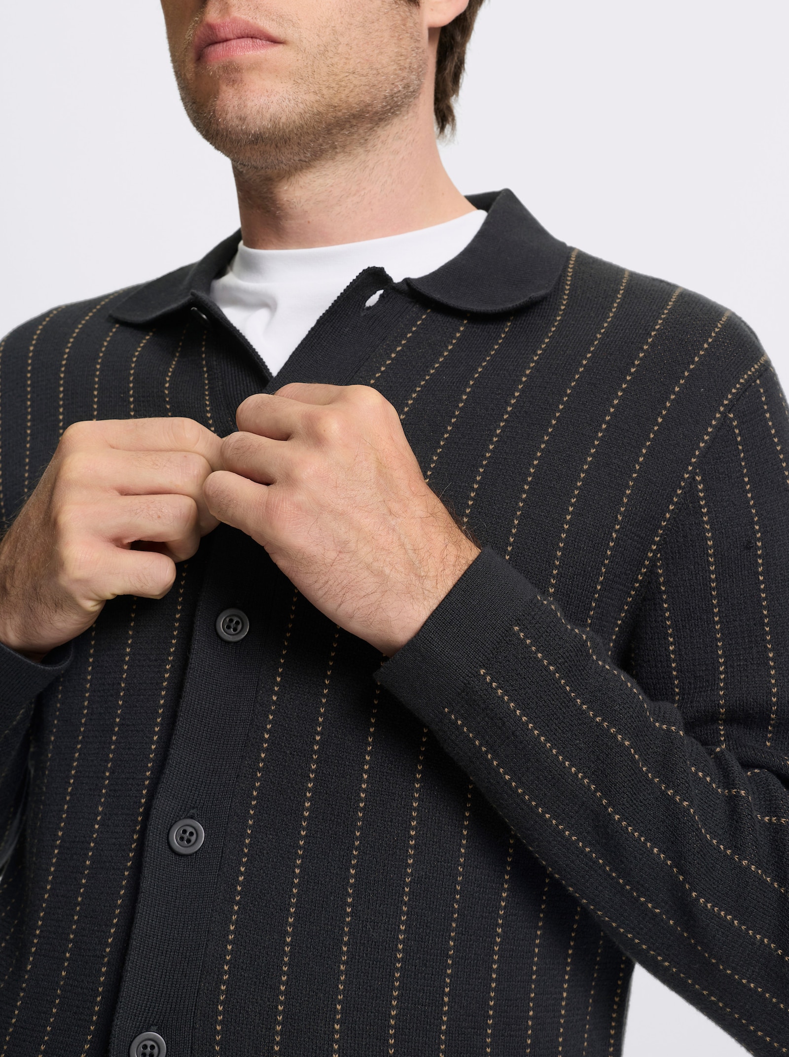 Marco Donati Strickjacke mit Jacquard-Muster, Baumwolle - schwarz