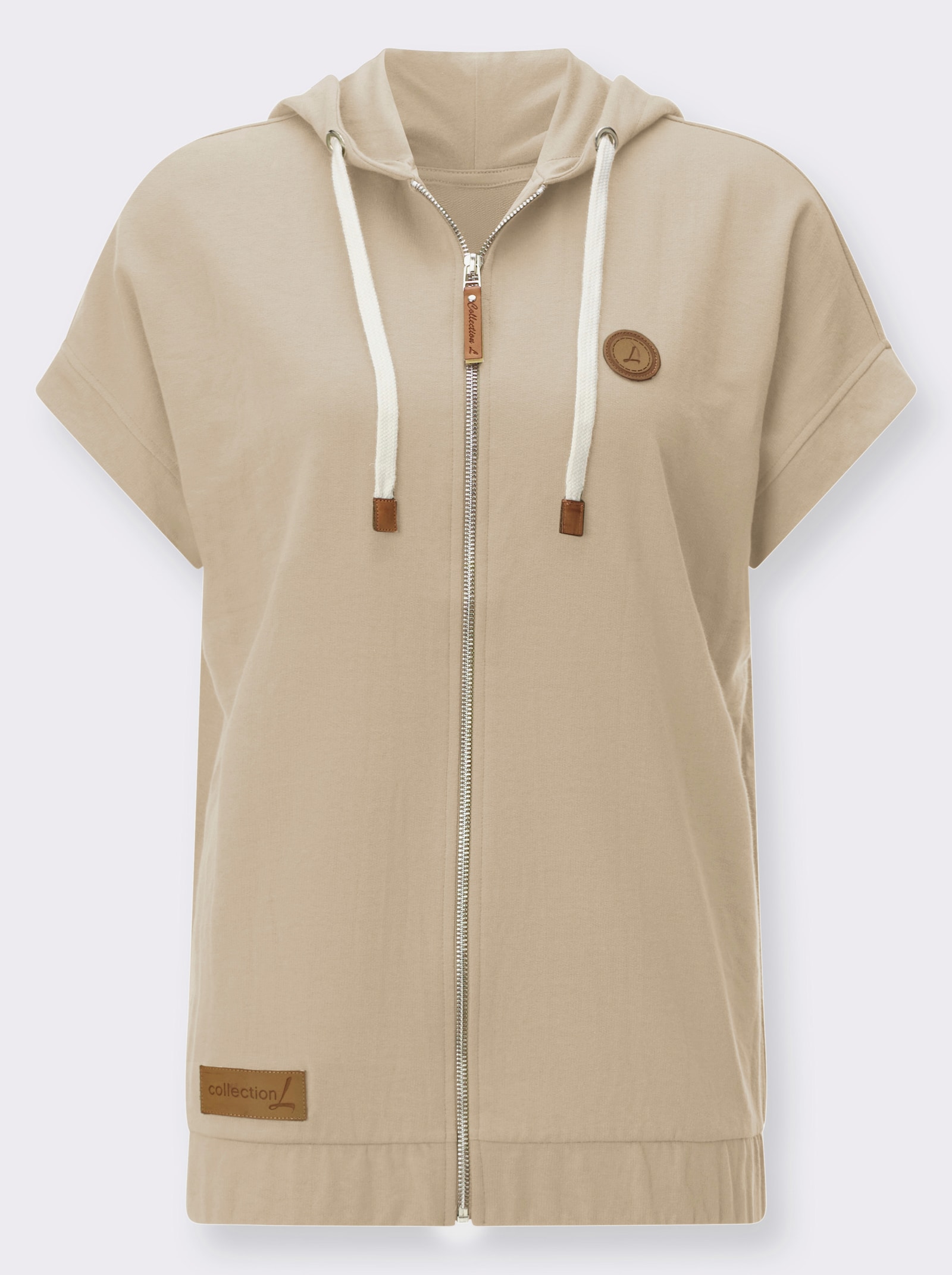 Sweatjacke mit Kapuze - beige