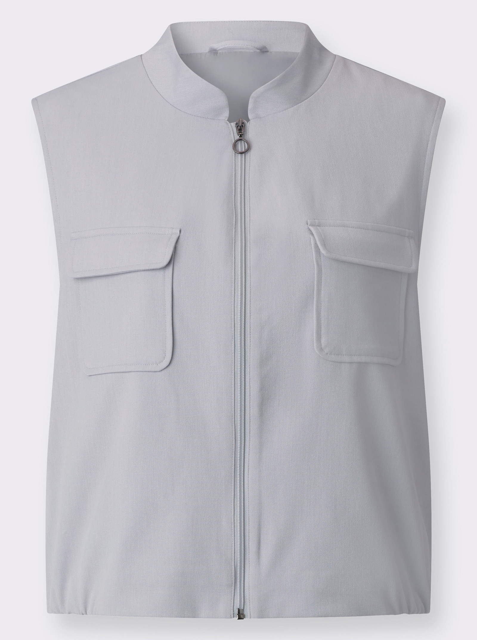 Kurzweste mit aufgesetzten Pattentaschen - grau-meliert