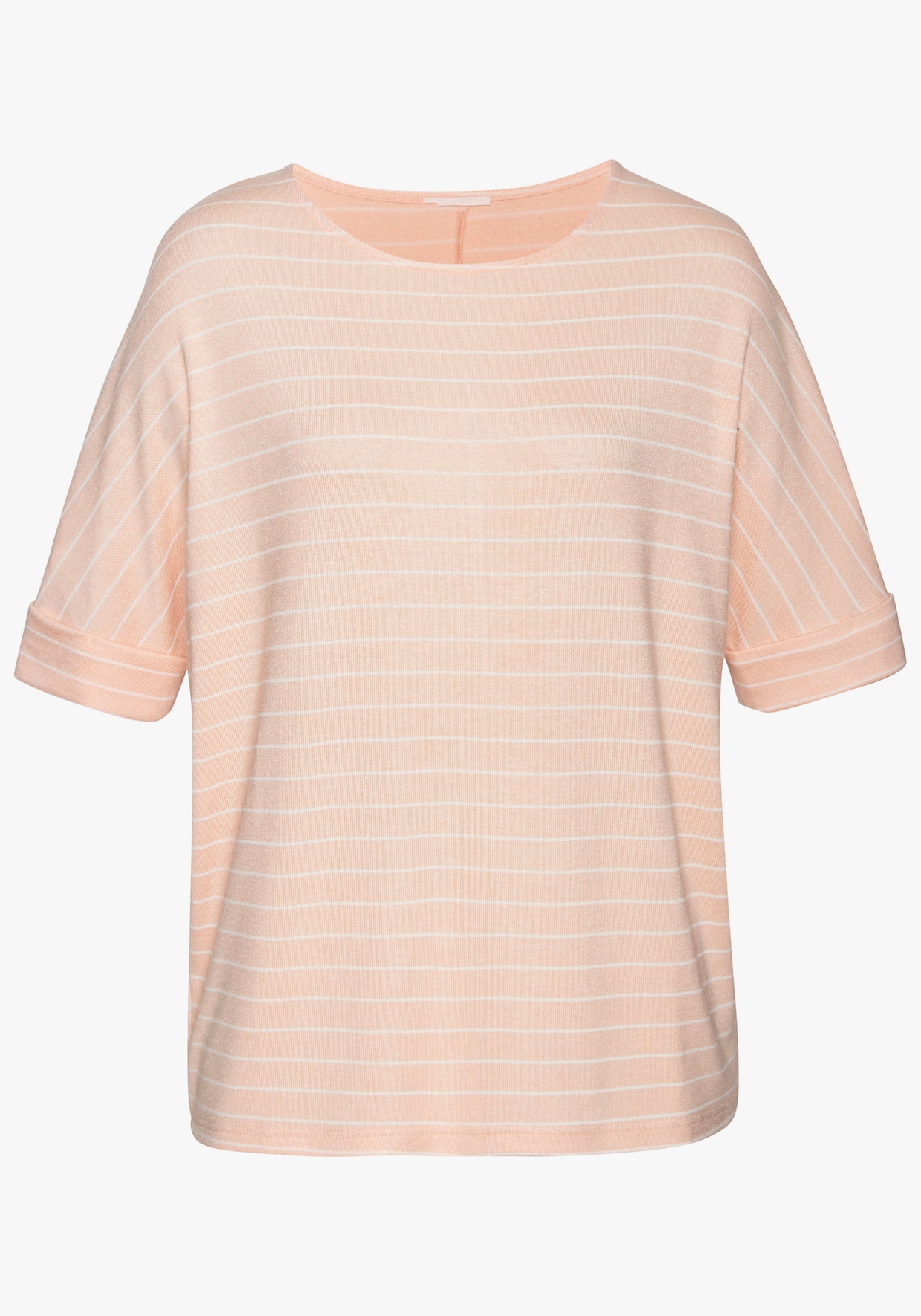 LASCANA Kurzarmshirt - peach gestreift