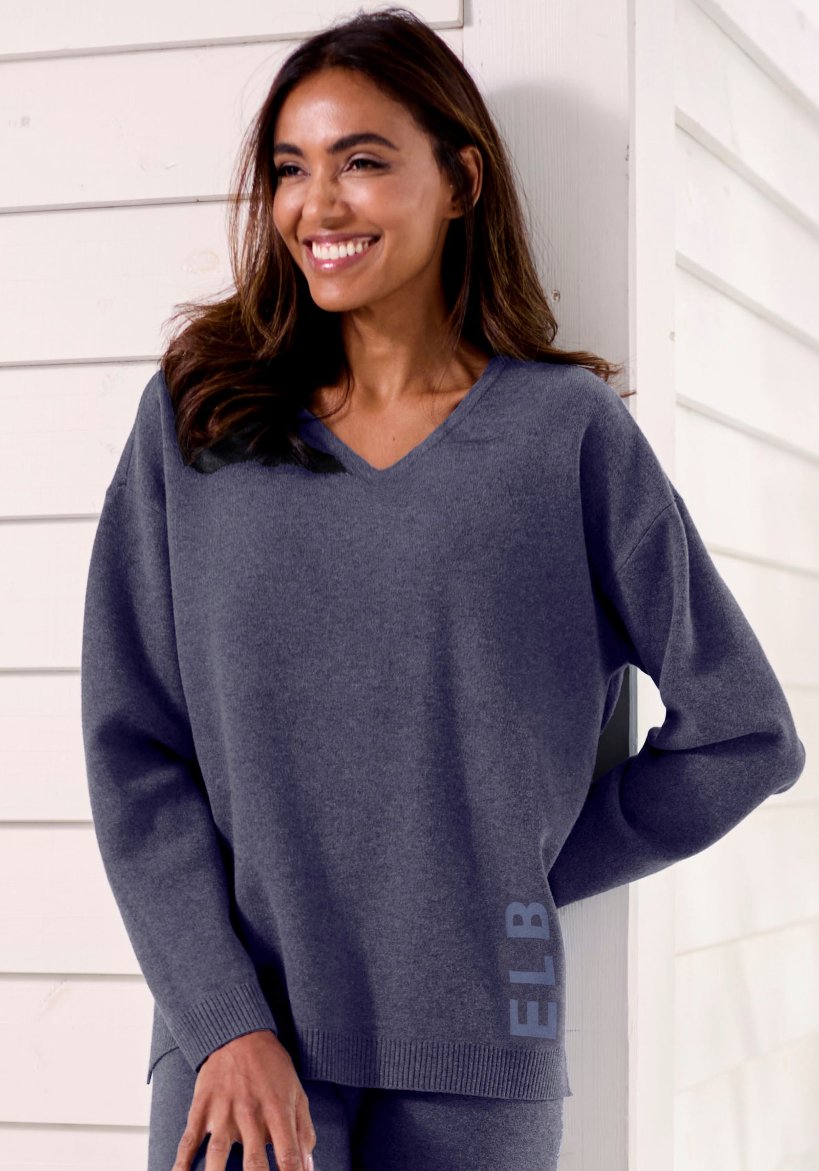 Elbsand Sweater - blau meliert