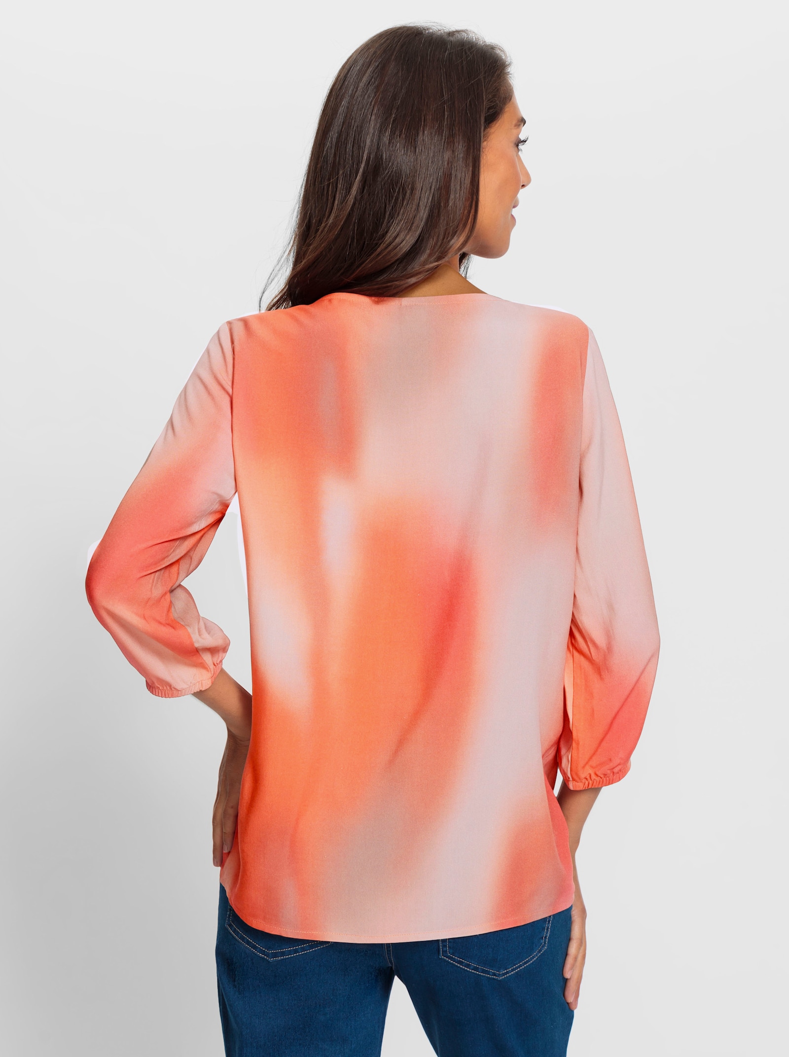 heine Chemisier imprimé avec dégradé de couleurs - café au lait-corail imprimé