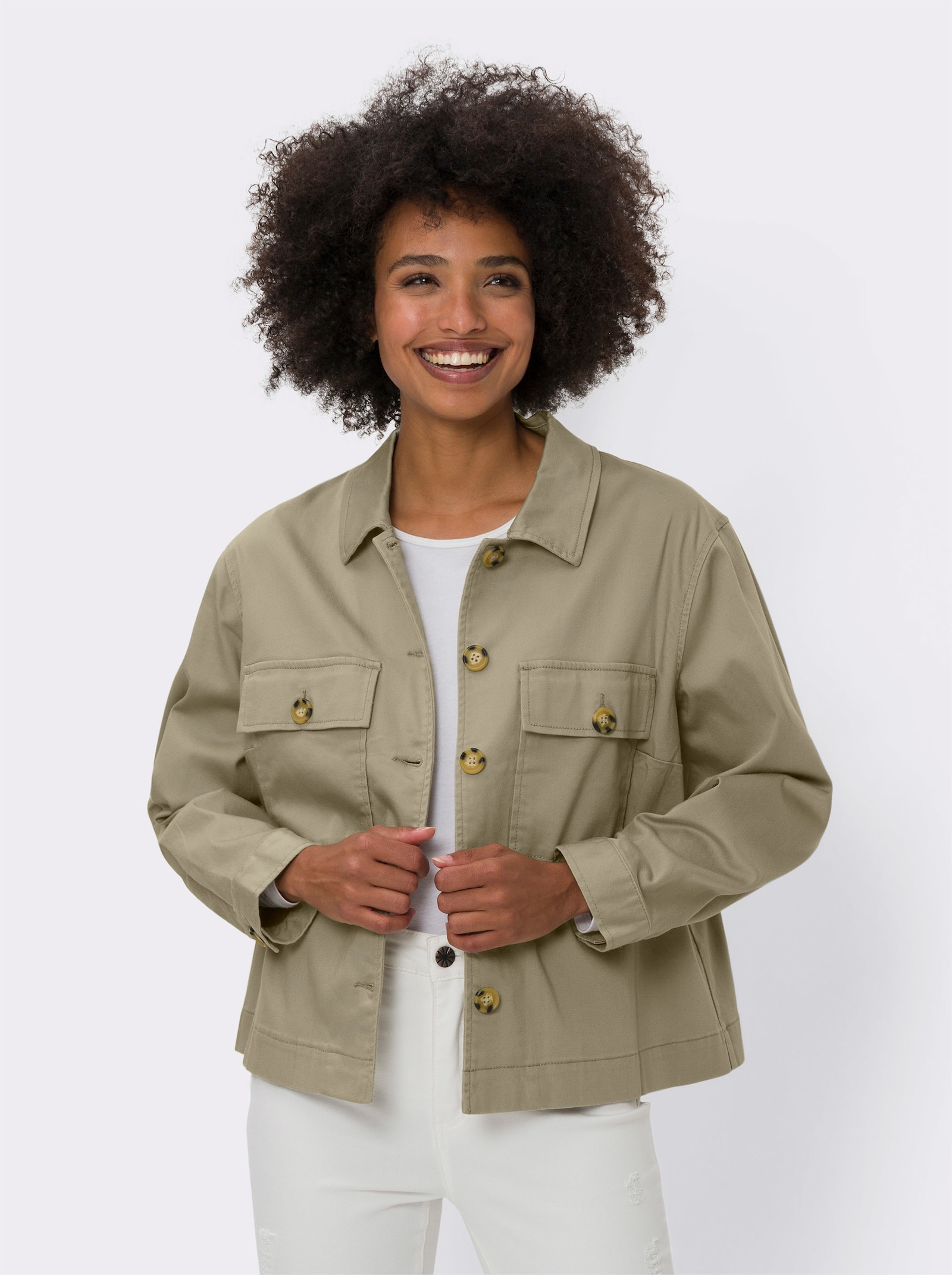 heine Blousonjacke mit Hornimitat-Knöpfen - schlamm