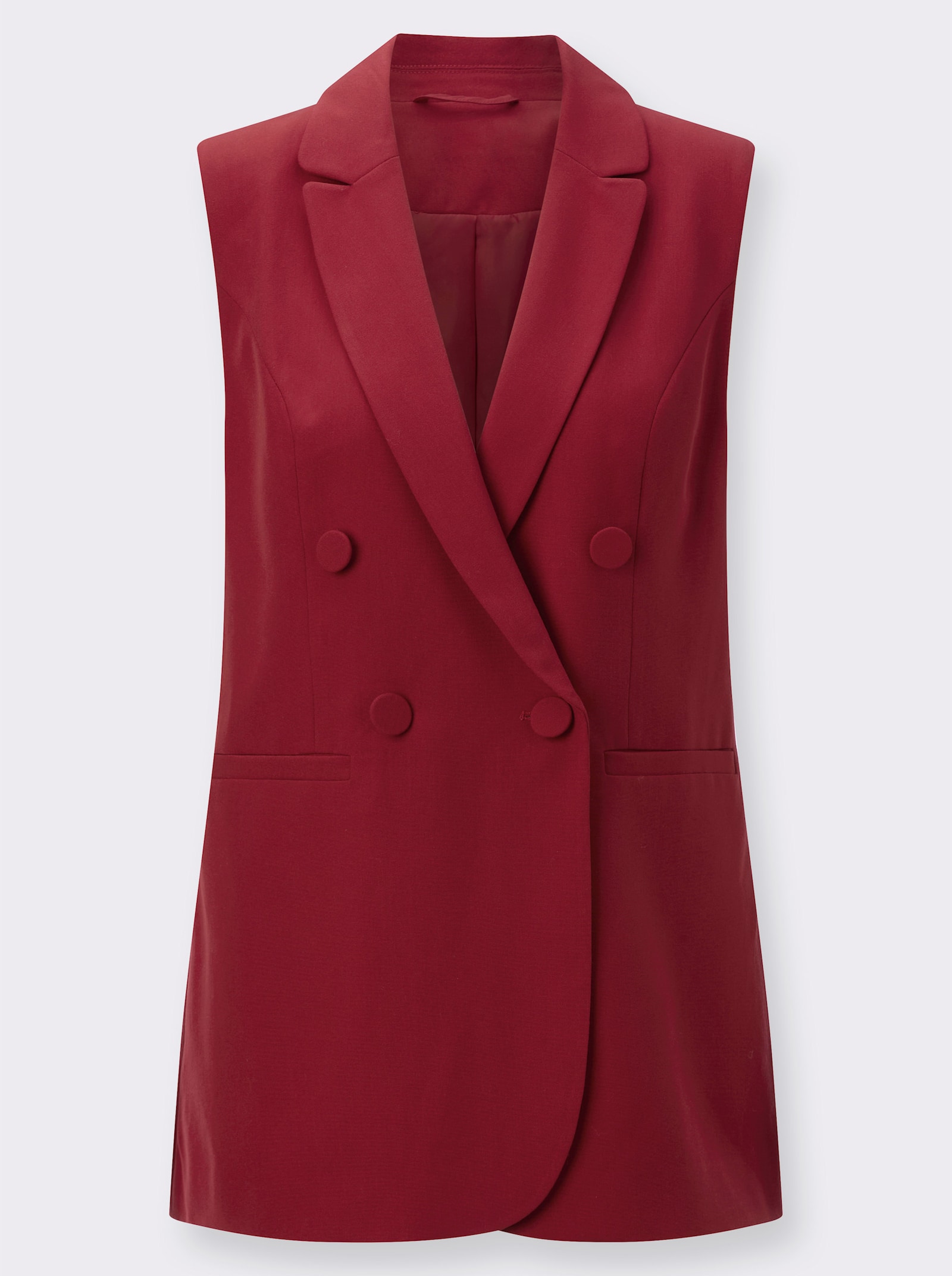 Kostuumgilet van onderhoudsarm materiaal - kers