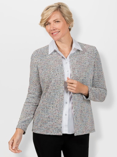 Shirtjacke mit Bouclé-Struktur - schwarz-rosé-meliert