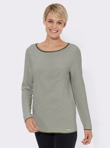 Langarm-Pullover - khaki-gestreift