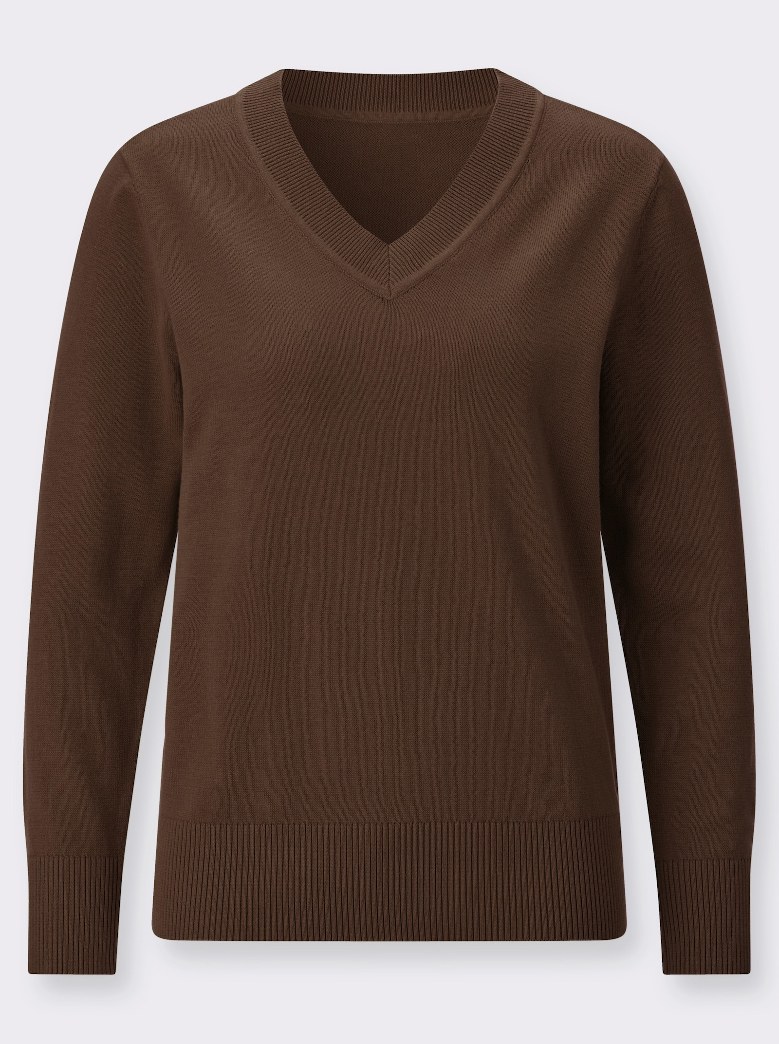 V-Ausschnitt-Pullover aus reiner Baumwolle - schoko