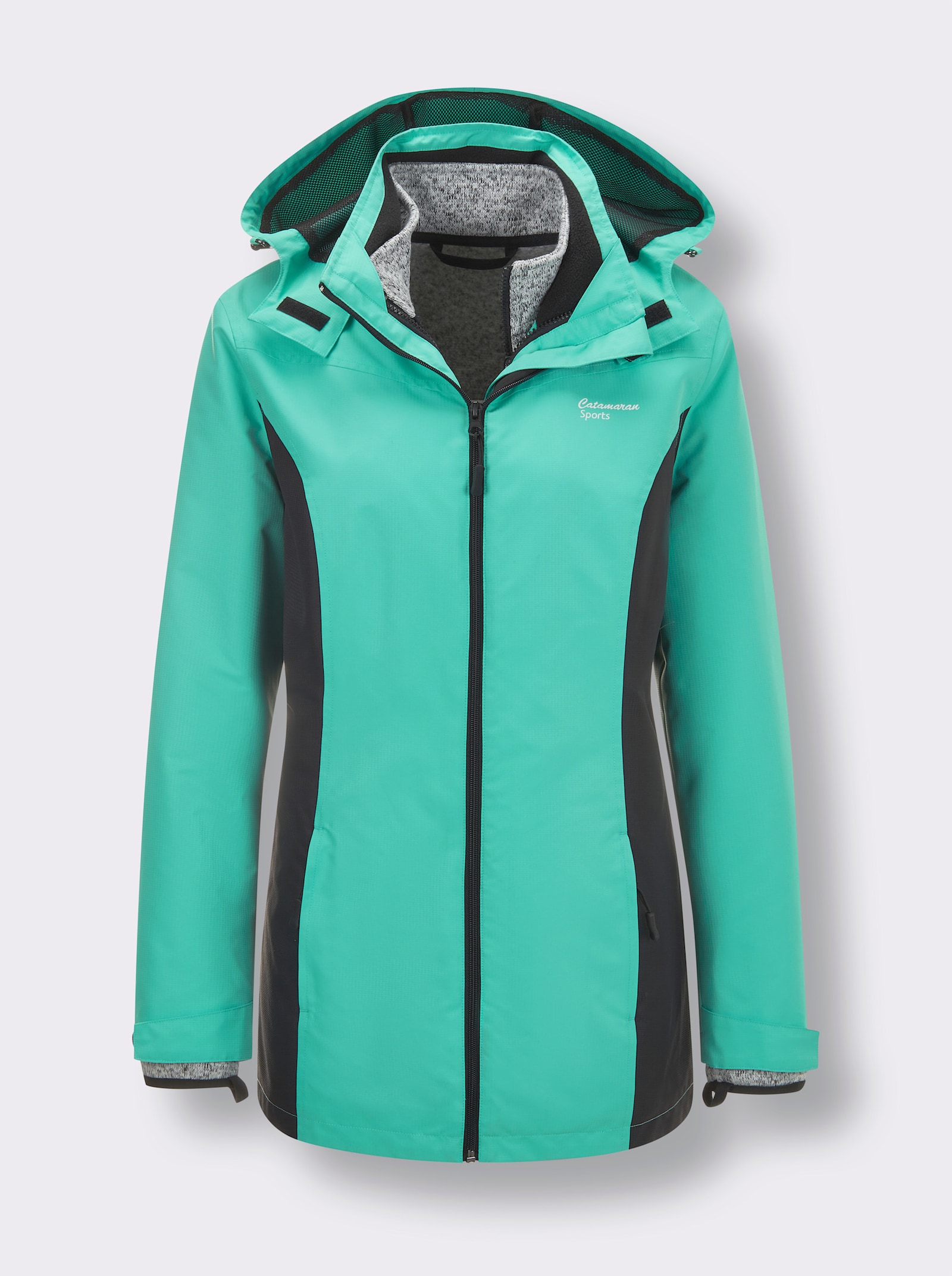 Catamaran Sports 3-in-1-Funktionsjacke mit 3 Tragevarianten - blaugrün-schwarz