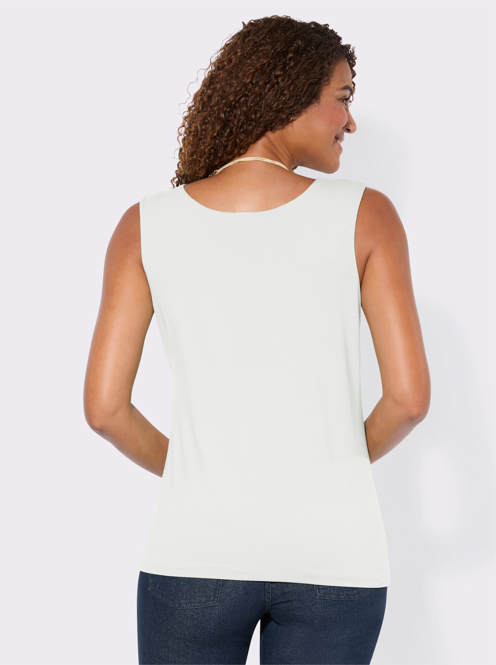 Shirttop mit Karree-Ausschnitt - ecru