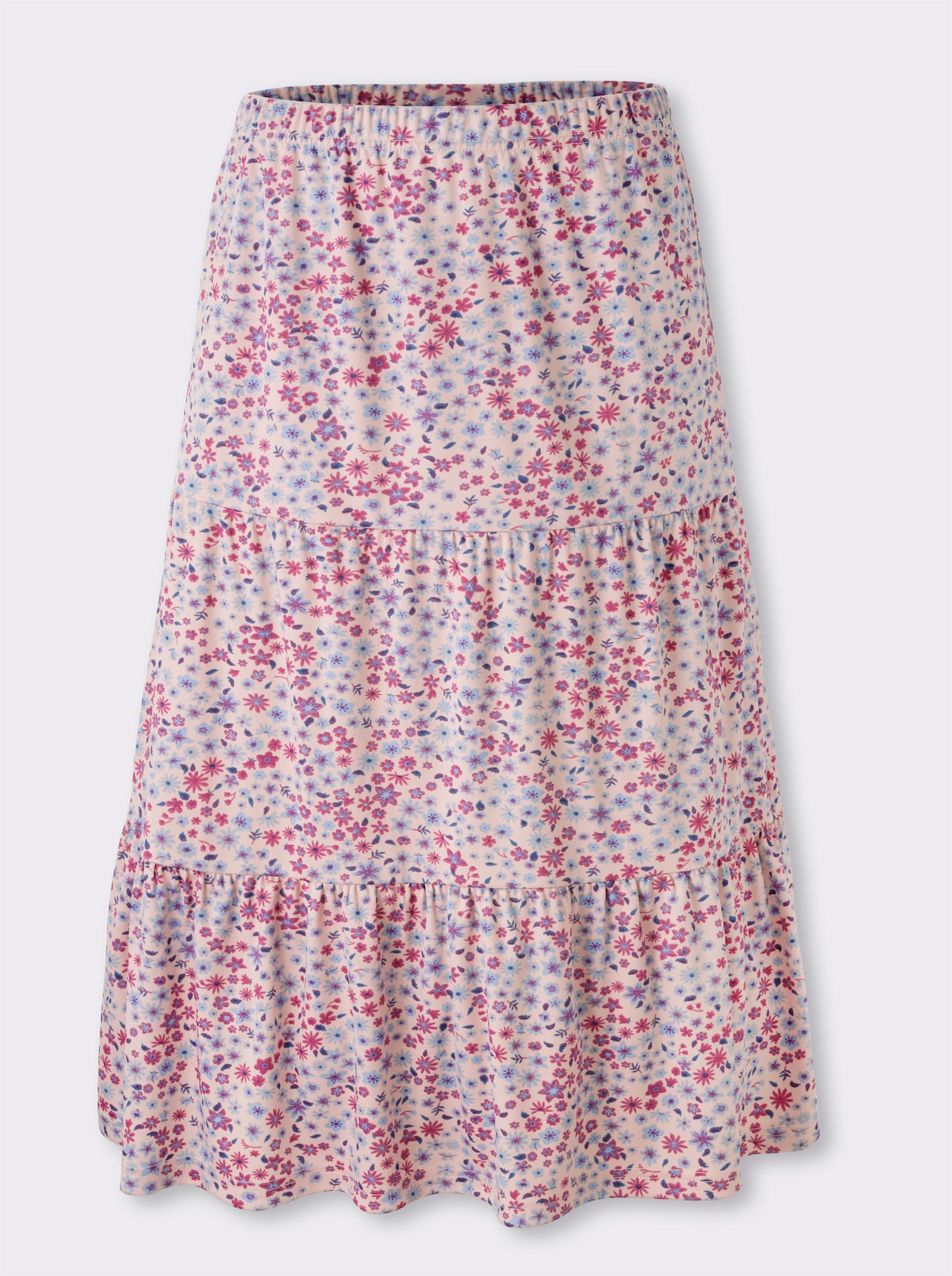 Jerseyrock im Stufenschnitt, geblümt - puder-erika-bedruckt