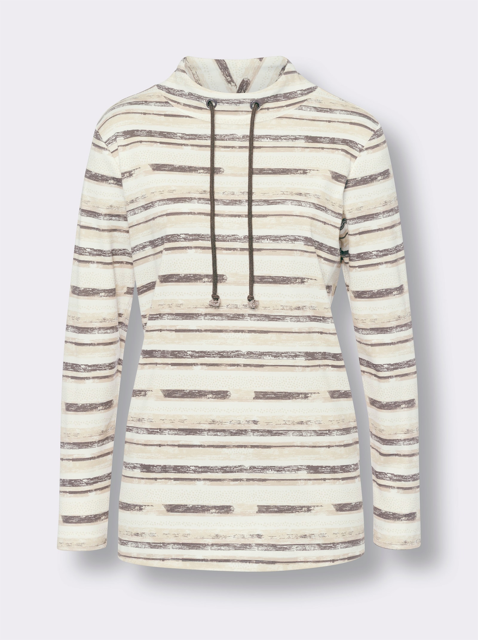Langarmshirt mit Streifenmuster - beige-ecru-bedruckt