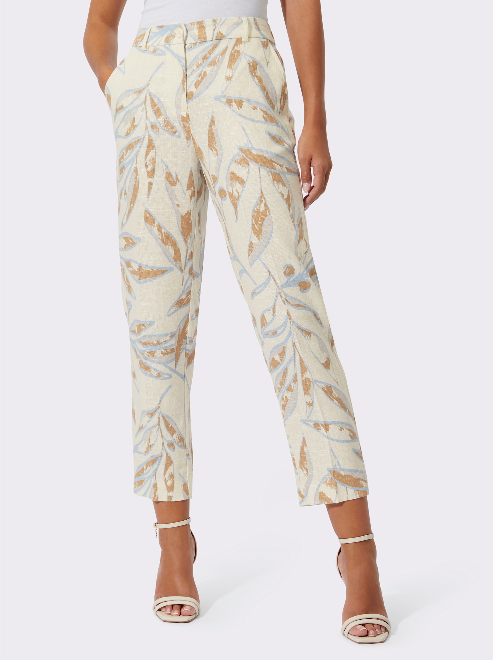 Leinenhose im hochwertigen Material-Mix - champagner-camel-gemustert