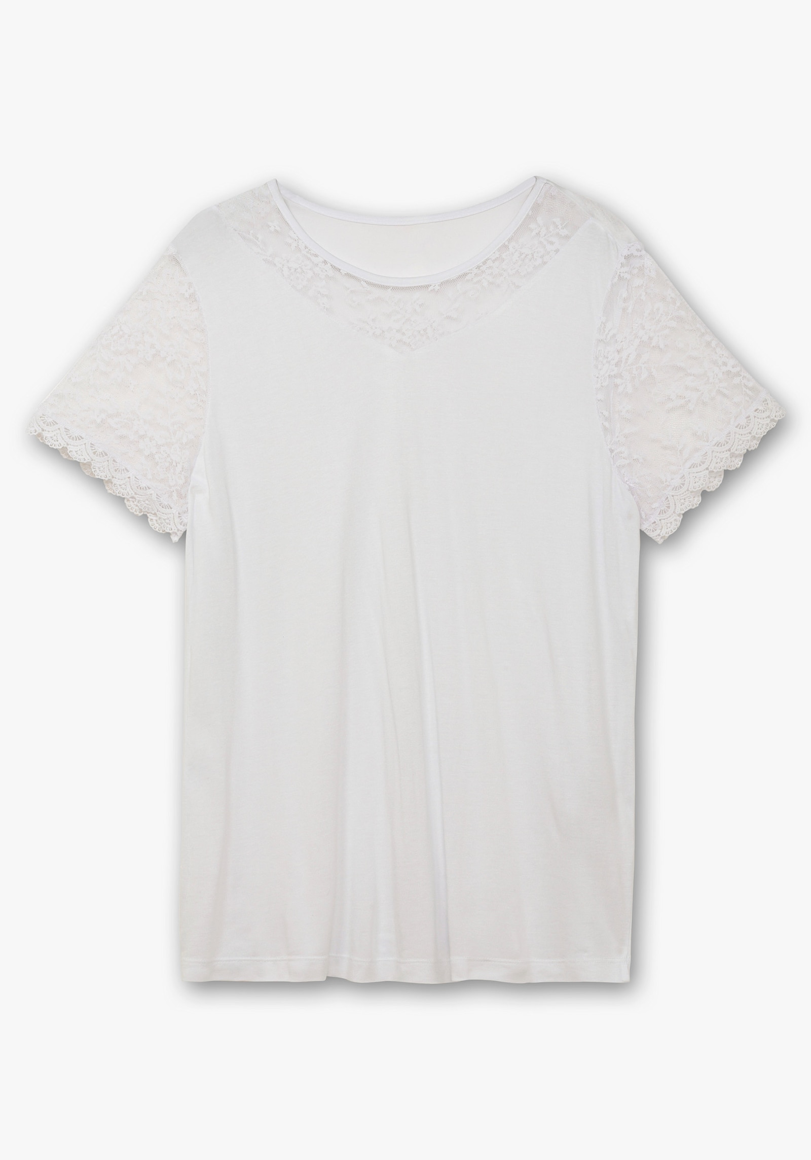 Spitzenshirt aus reiner Viskose - weiß