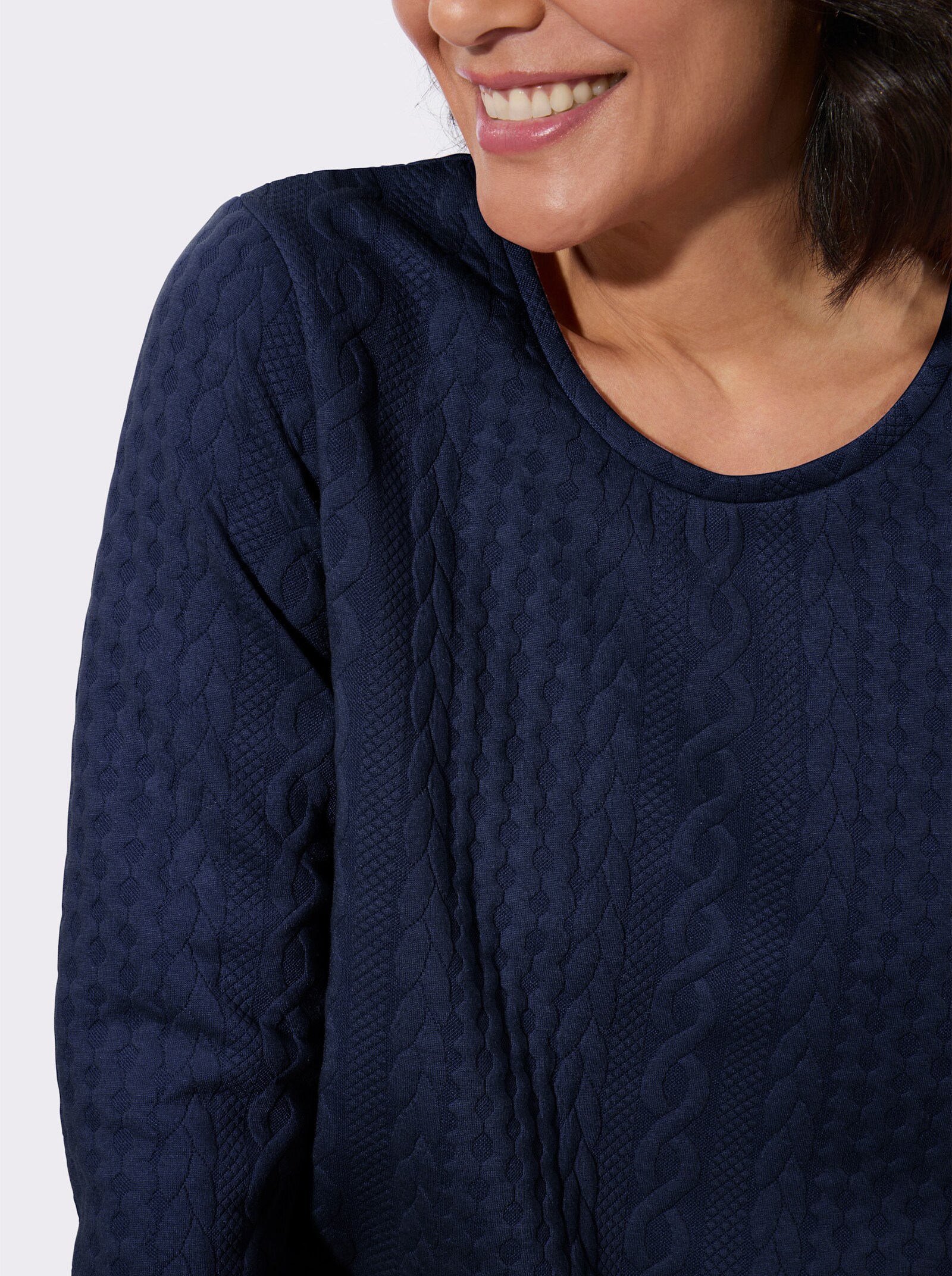 Langarmshirt mit Jacquard-Muster - marine