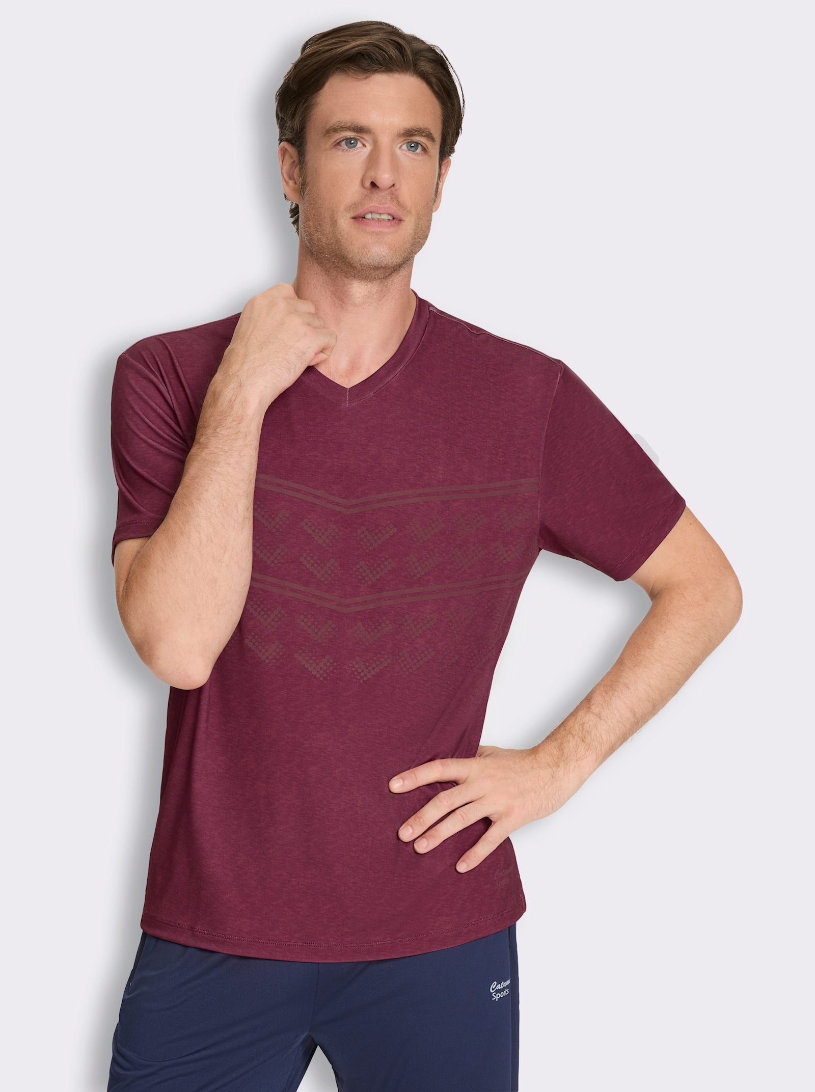 Funktionsshirt mit Seitenschlitzen - dunkelrot-meliert
